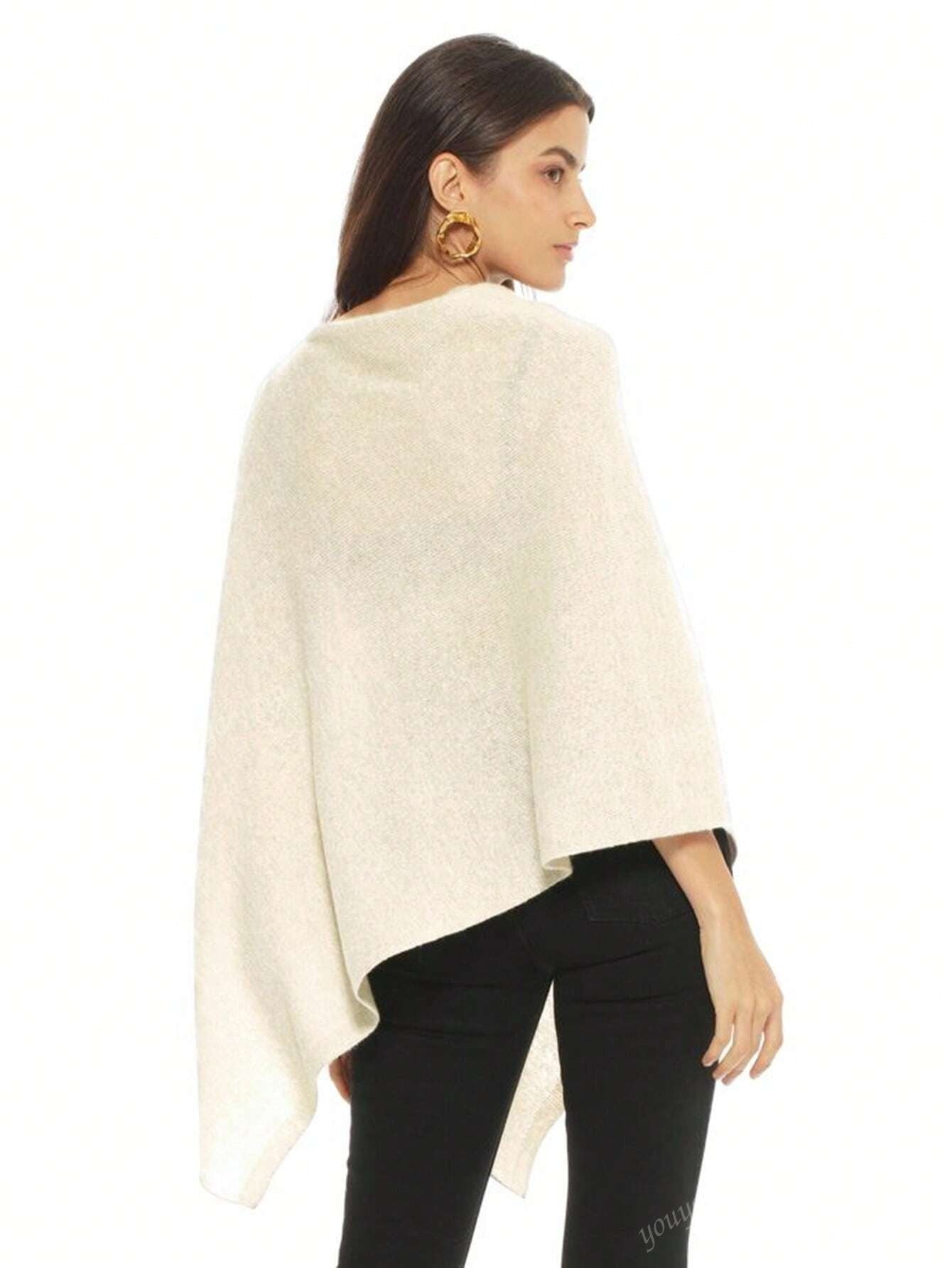 SHEIN كنزة شال فضفاضة بيج ناعم