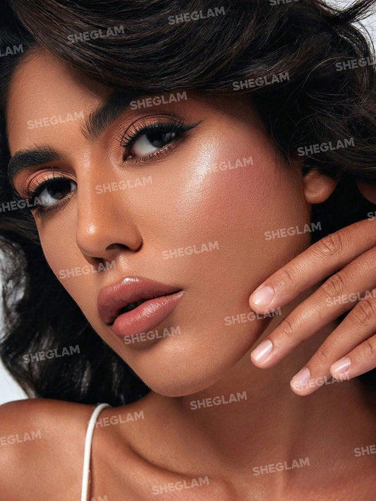 SHEGLAM Glam 101 Hybrid Highlighter & Blush Duo-St. Tropez Blush Highlighter Powder Palette Non-Fading Multi-Use Non-Greasy Shimmer Lightweight Smooth Blusher Black Friday Winter Pink Brown Rosa Blush