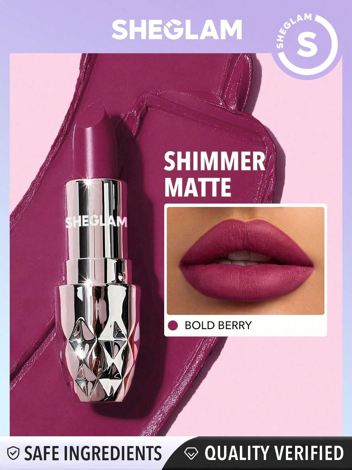 SHEGLAM Starlight Velvet Lipstick-Bold Berry 10 Colors Shimmer Matte Long Lasting Lipstick Nourishing Silky Smooth Lipstick Black Friday Party Lipstick