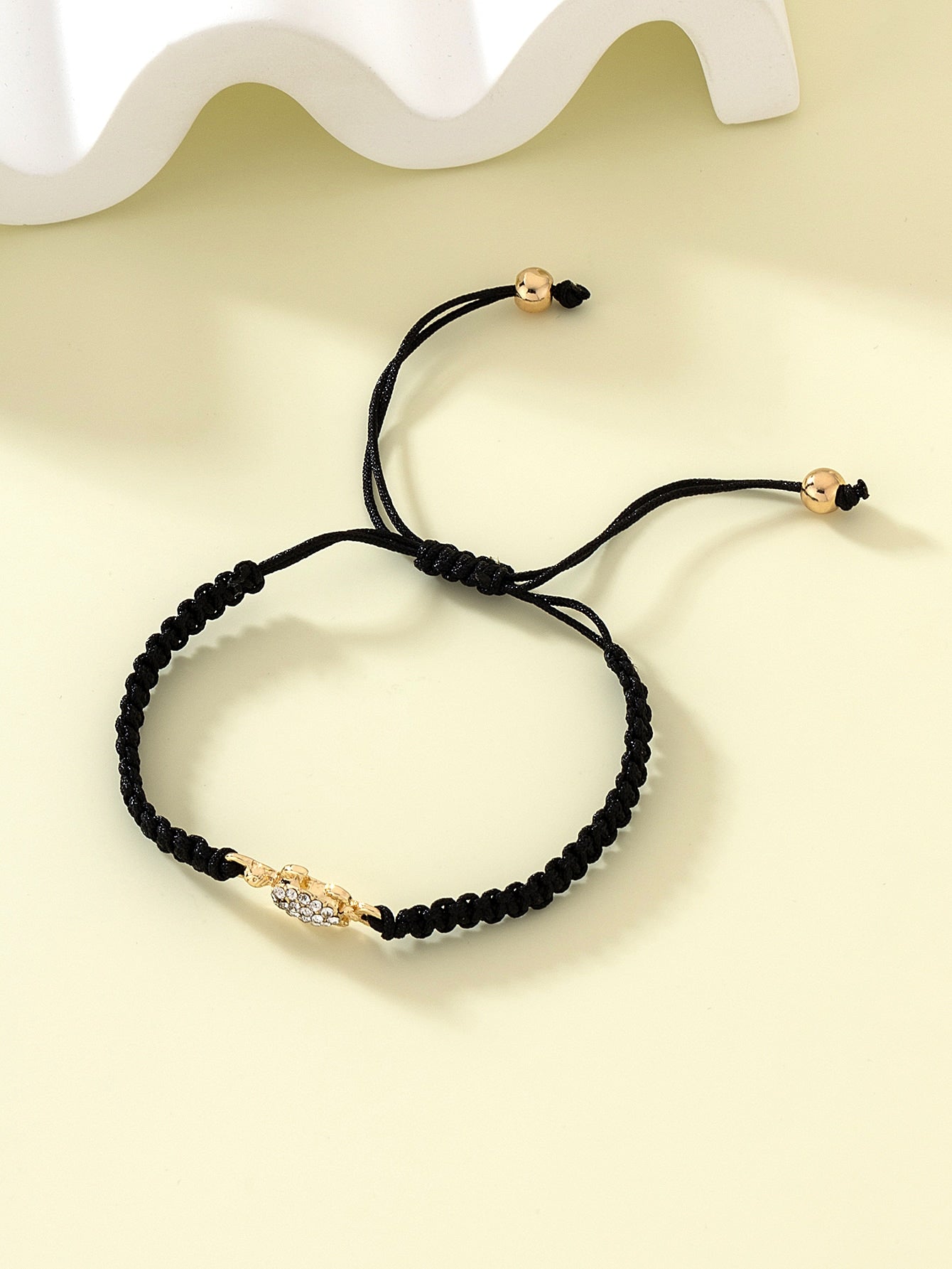 1Pc Couple'S Metallic Minimalist Sea Turtle Shaped Bracelet with Gemstone Decor Braided Bracelet