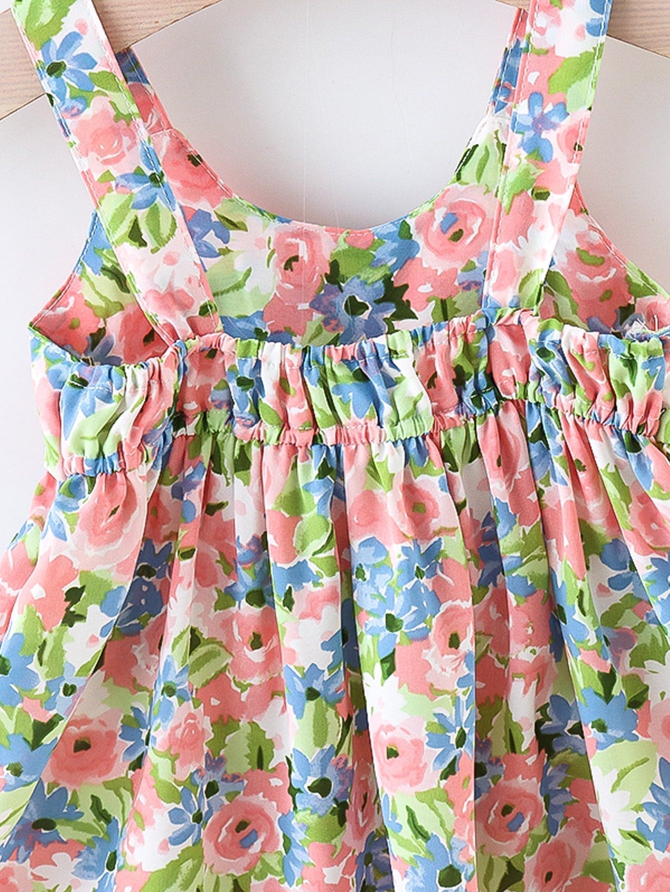 Baby Floral Print Bow Front Cami Dress with Hat