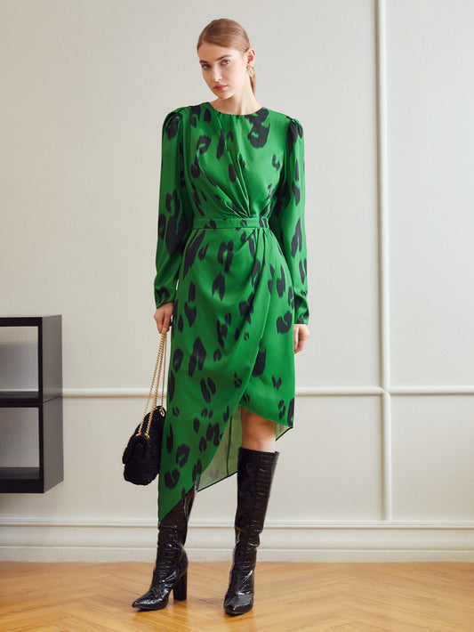 MOTF PREMIUM ASYMMETRICAL LEOPARD PRINT DRESS