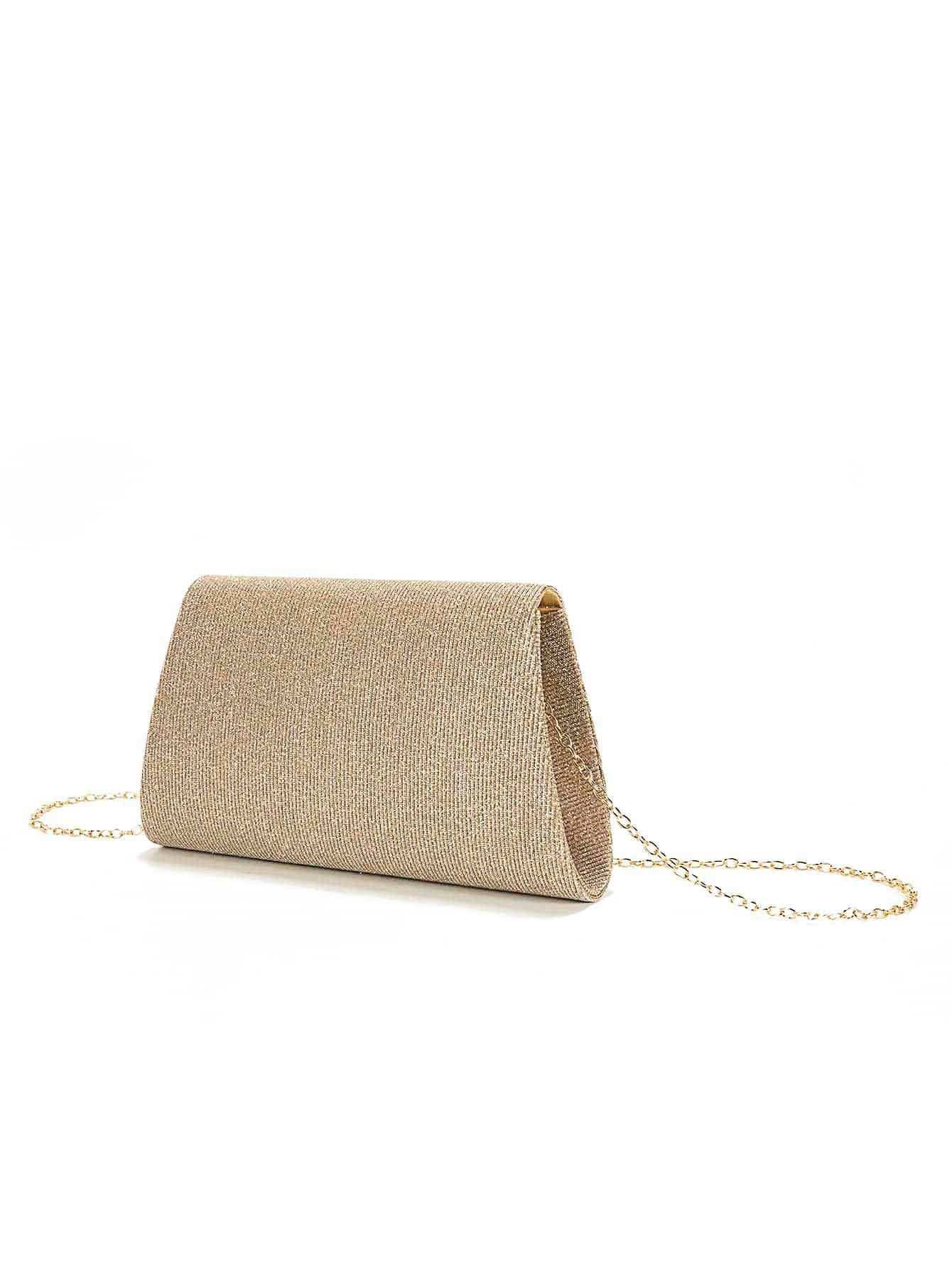 Metal Decor Glitter Chain Flap Square Bag