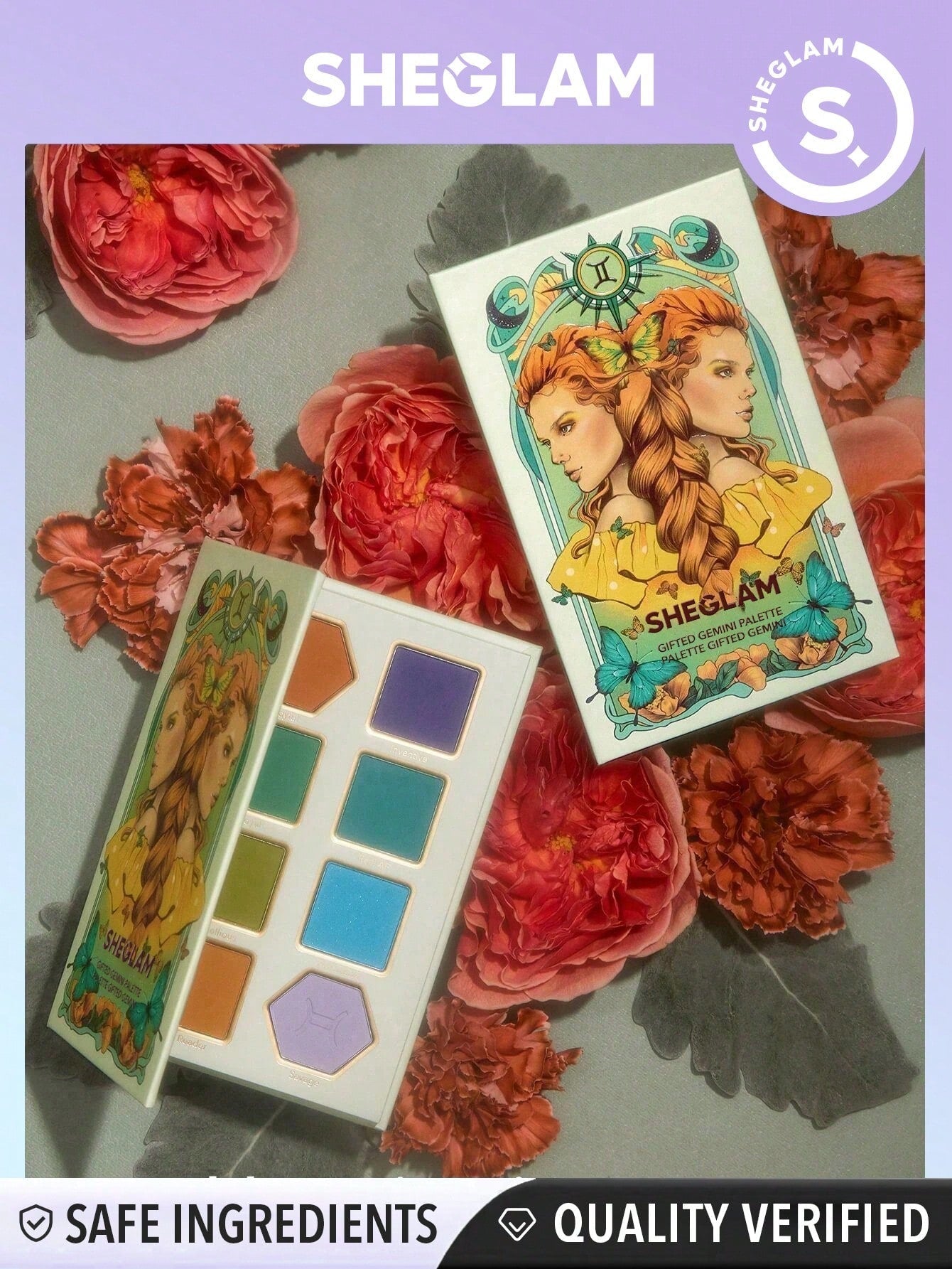 SHEGLAM Gifted Gemini Palette 8-Clolor Shimmer Matte Eyeshadow Palette Neutral Tone Bold Color Blue Green Orange High Pigment Long Wear Blendable Cream Eyeshadow Black Friday Winter Summer Eyeshadow