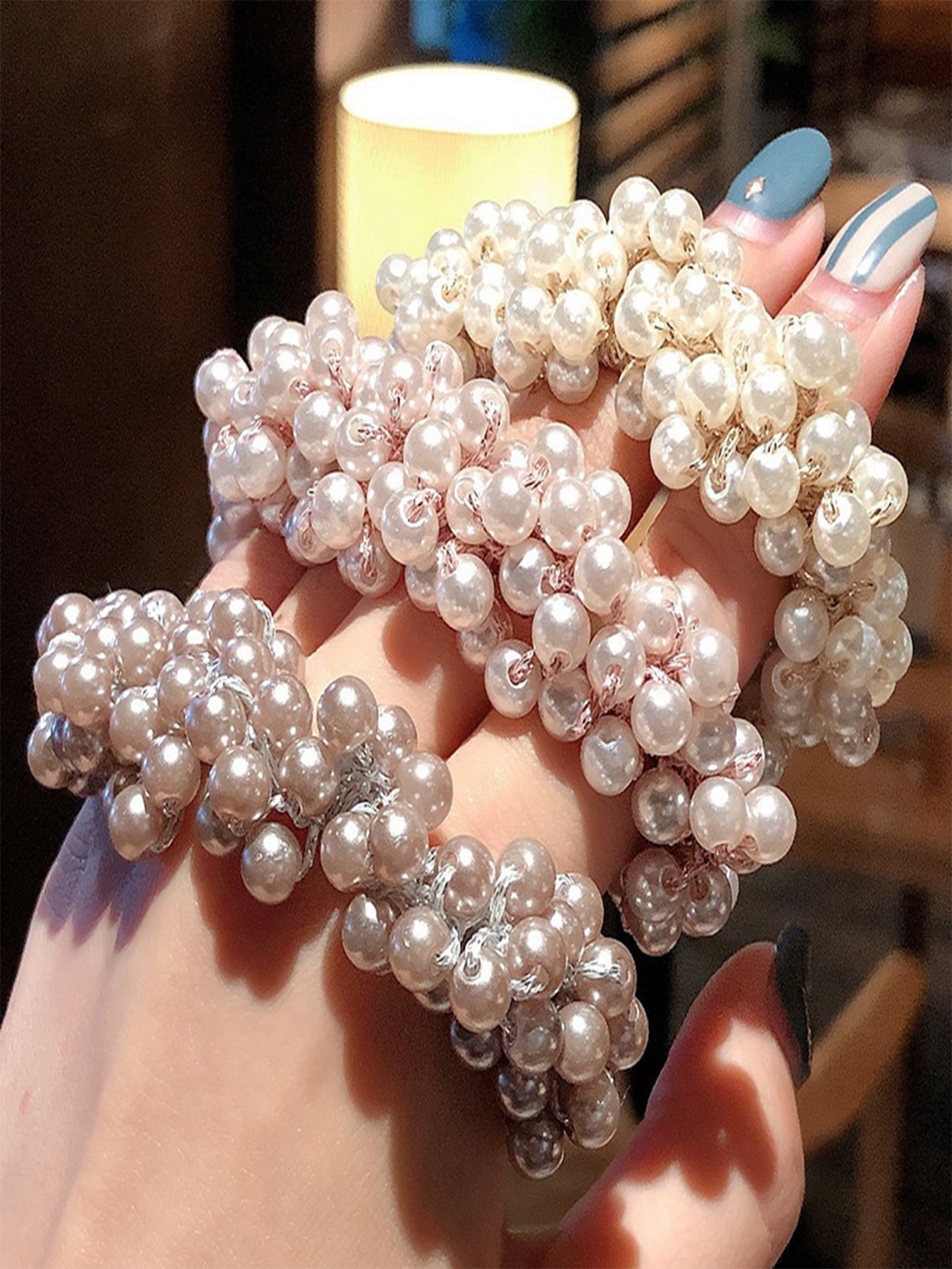 3Pcs Simple Beaded Hair Ties and Pearl Hairbands for Daily Use