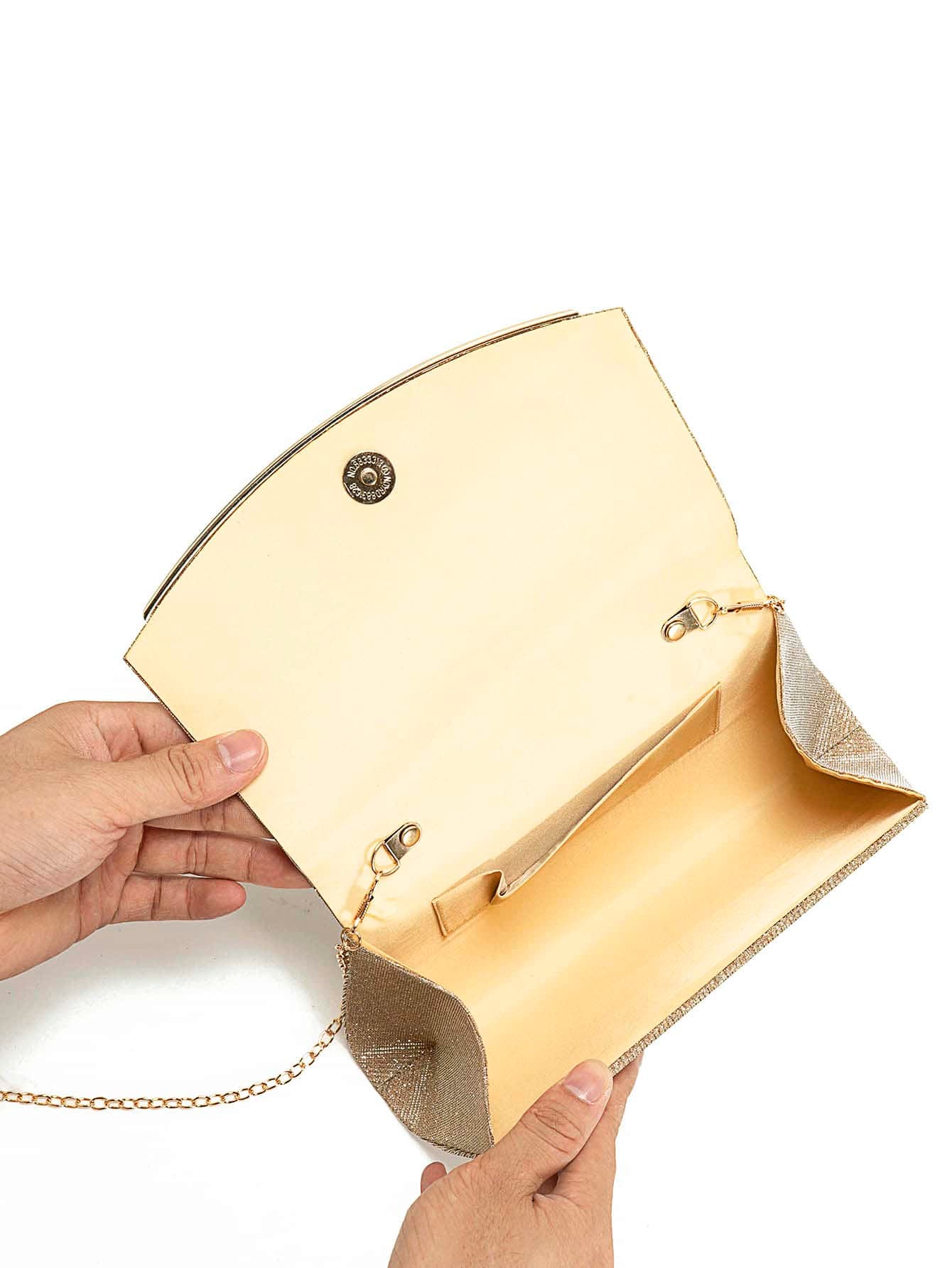 Metal Decor Glitter Chain Flap Square Bag