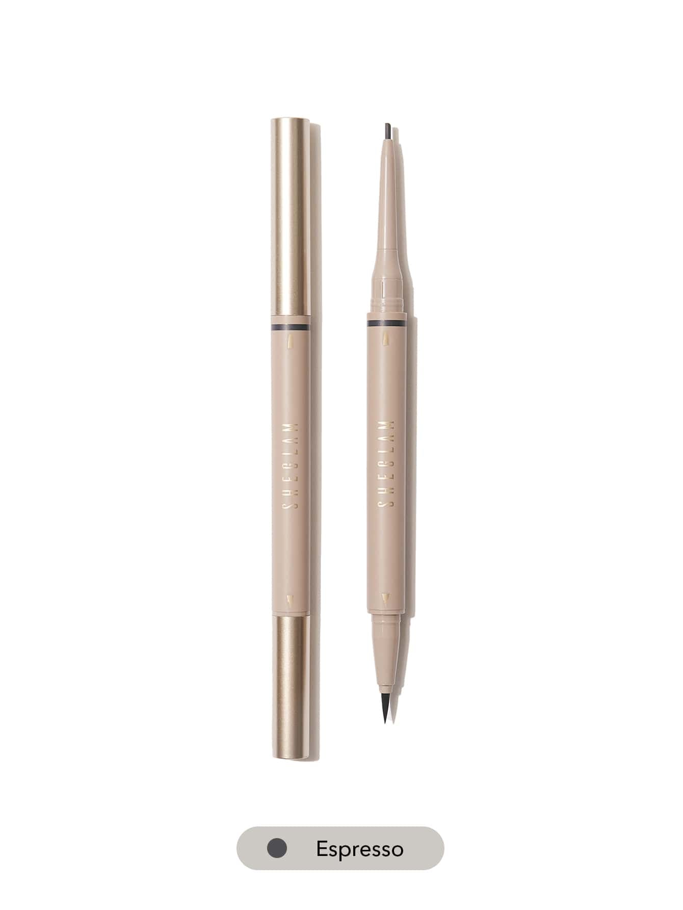 SHEGLAM Brows on Demand 2-In-1 Brow Pencil - Espresso Waterproof Liquid Eyebrow Pen Sweat-Proof Anti-Oil Natural Brow Filling Outlining Eyebrow Cream Gel Makeup Black Friday Eyebrow