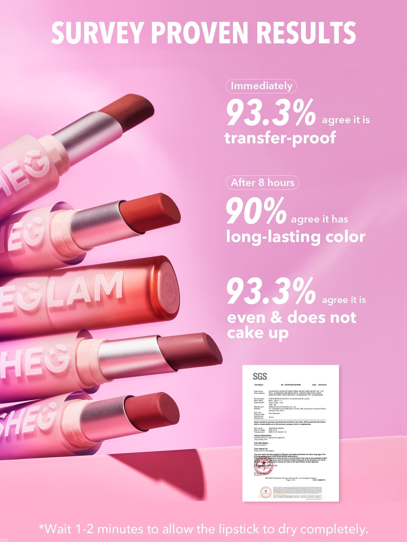SHEGLAM Dynamatte Boom Long Lasting Matte Lipstick-Stronger than Ever 20 Colors Creamy Matte Waterproof Lipstick Amazing Non-Stick Cup Transfer-Proof Lipstick Black Friday Sale Gift Red Lipstick