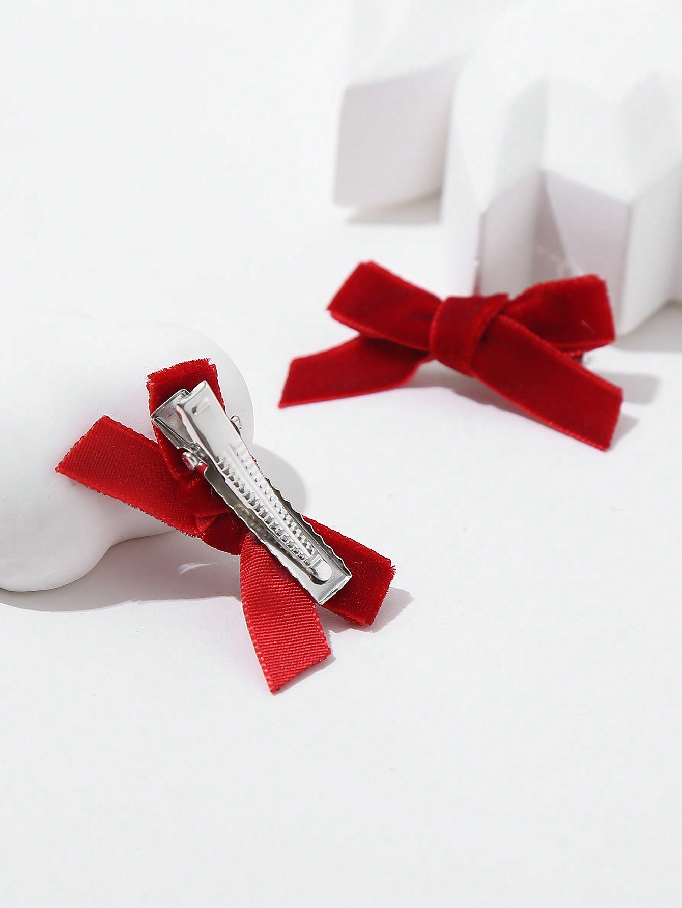 8Pcs Red Mini Bowknot Hair Clips
