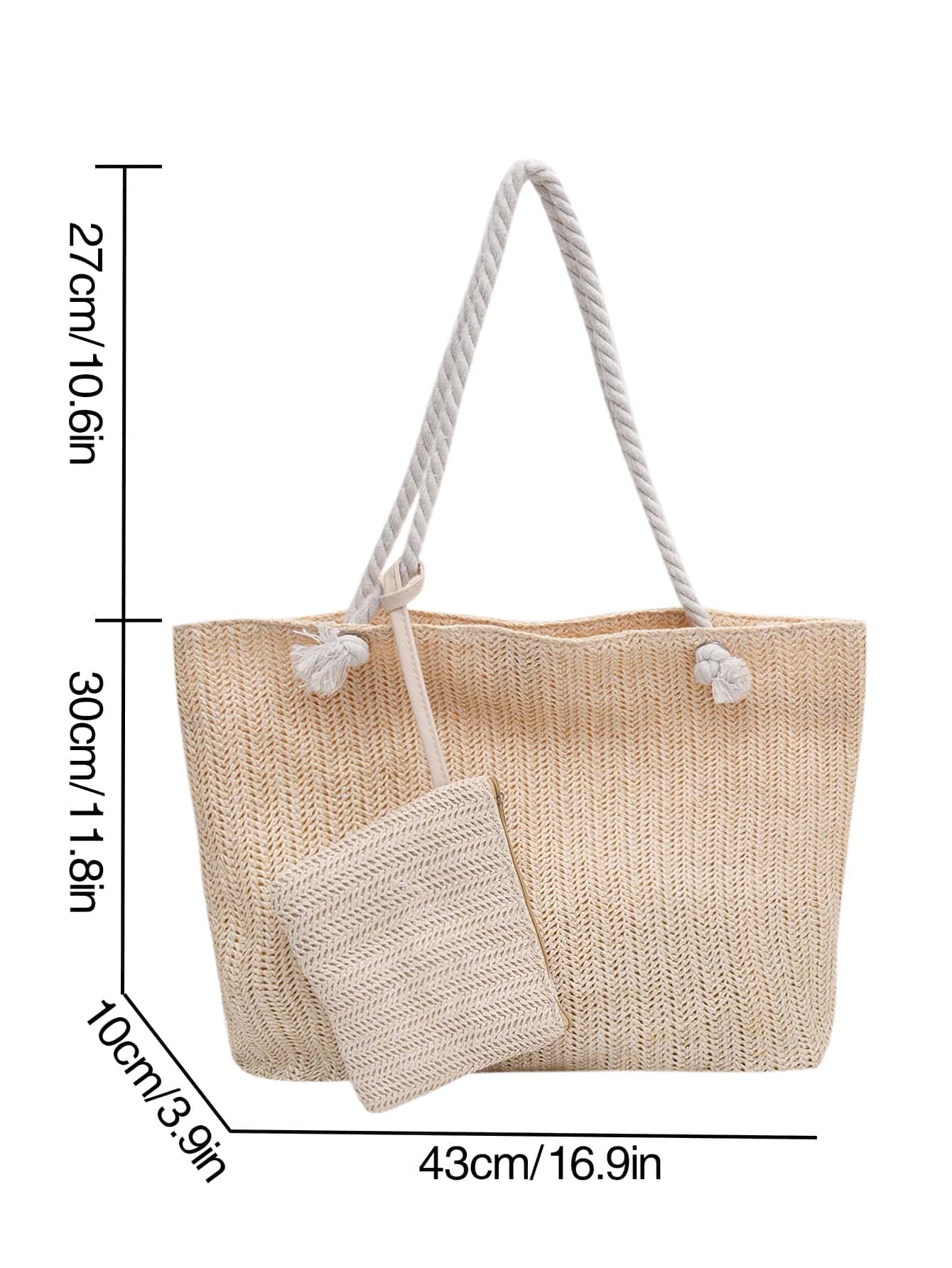 Lightweight, Casual Minimalist Straw Bag with Coin Purse for Teen Girls Women College Students Perfect for College,Outdoors, Travel, Outings , Women Bag with Dime Bag