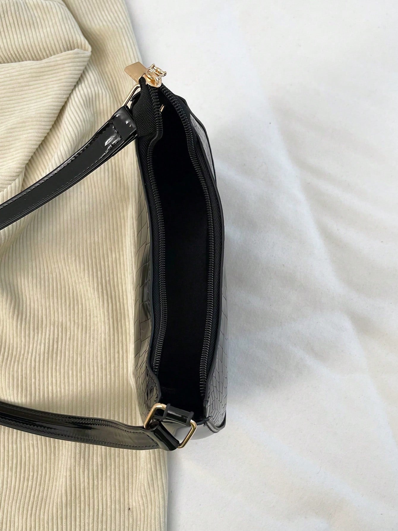 Solid Color Minimalist Light Luxury Crocodile Pattern Shoulder Bag