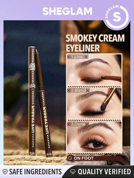 SHEGLAM Live to Roam Get Going Cream Eyeliner-On Foot 6 Colors Waterproof Long-Lasting Smoky Eyes Matte Eyeliner Pencil Extra-Fine No Smudge Ultra Pigmented Eyeliner Blendable Smooth Cat Eye Eye Make up Black Friday Winter Brown Eyeliner