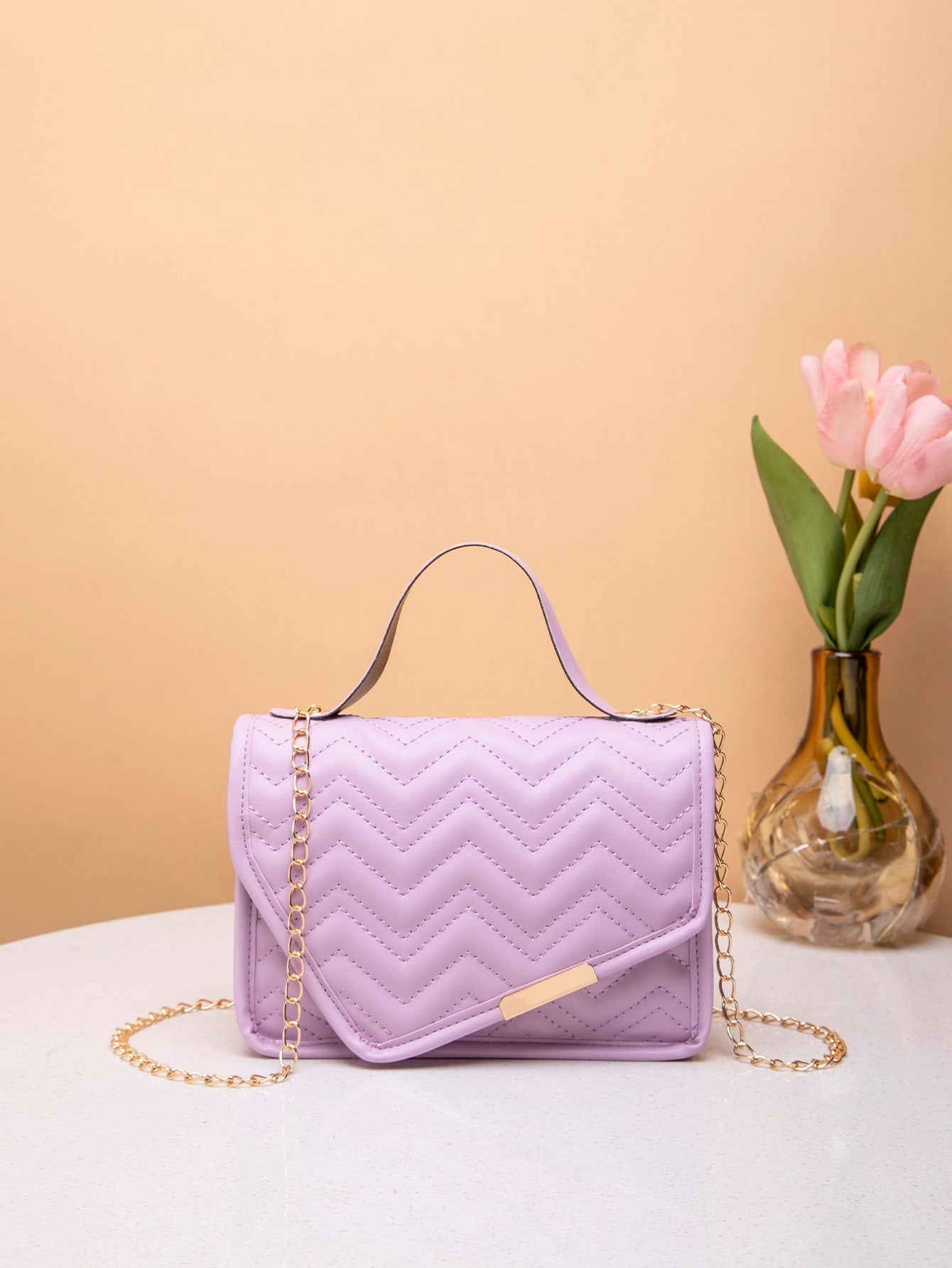 Mini Chevron Flap Chain Square Bag