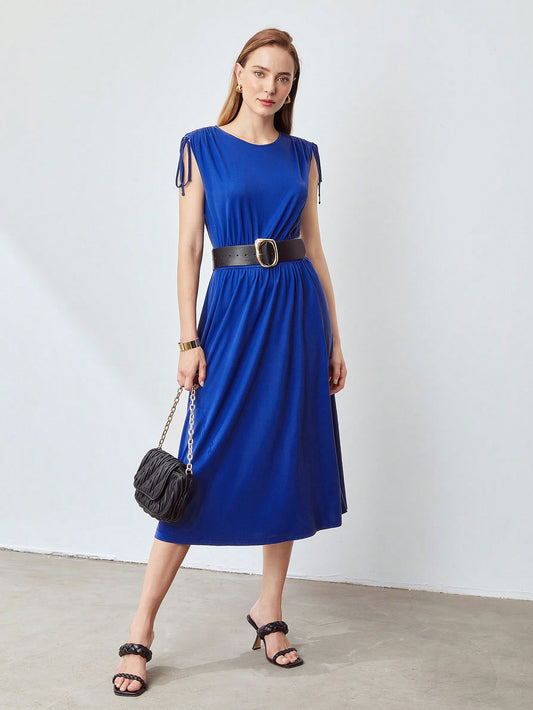 MOTF PREMIUM VISCOSE DRAWSTRING DRESS without BELT