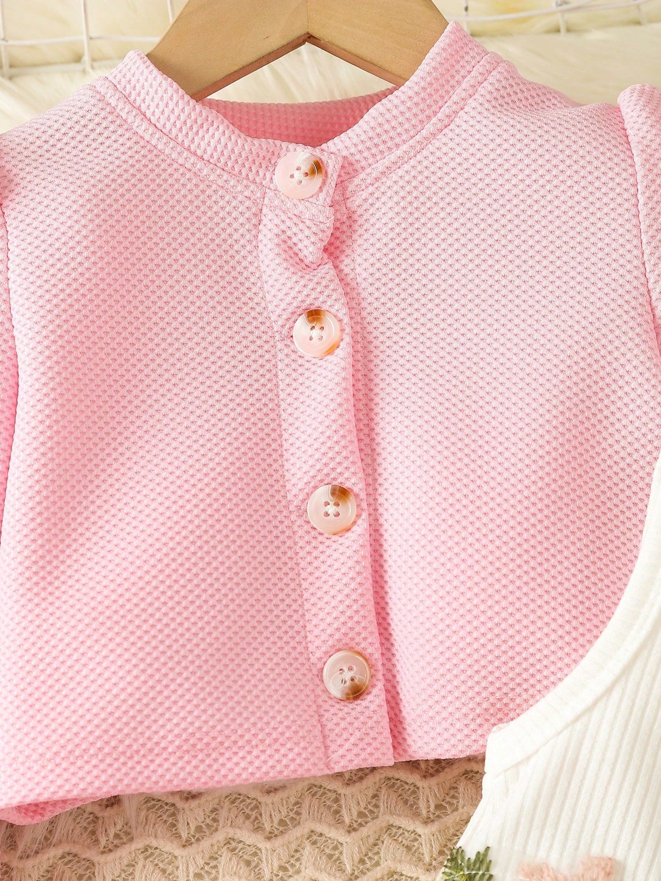 SHEIN Kids FANZEY Young Girl Floral Embroidery Mesh Hem Party Dress & Puff Sleeve Jacket