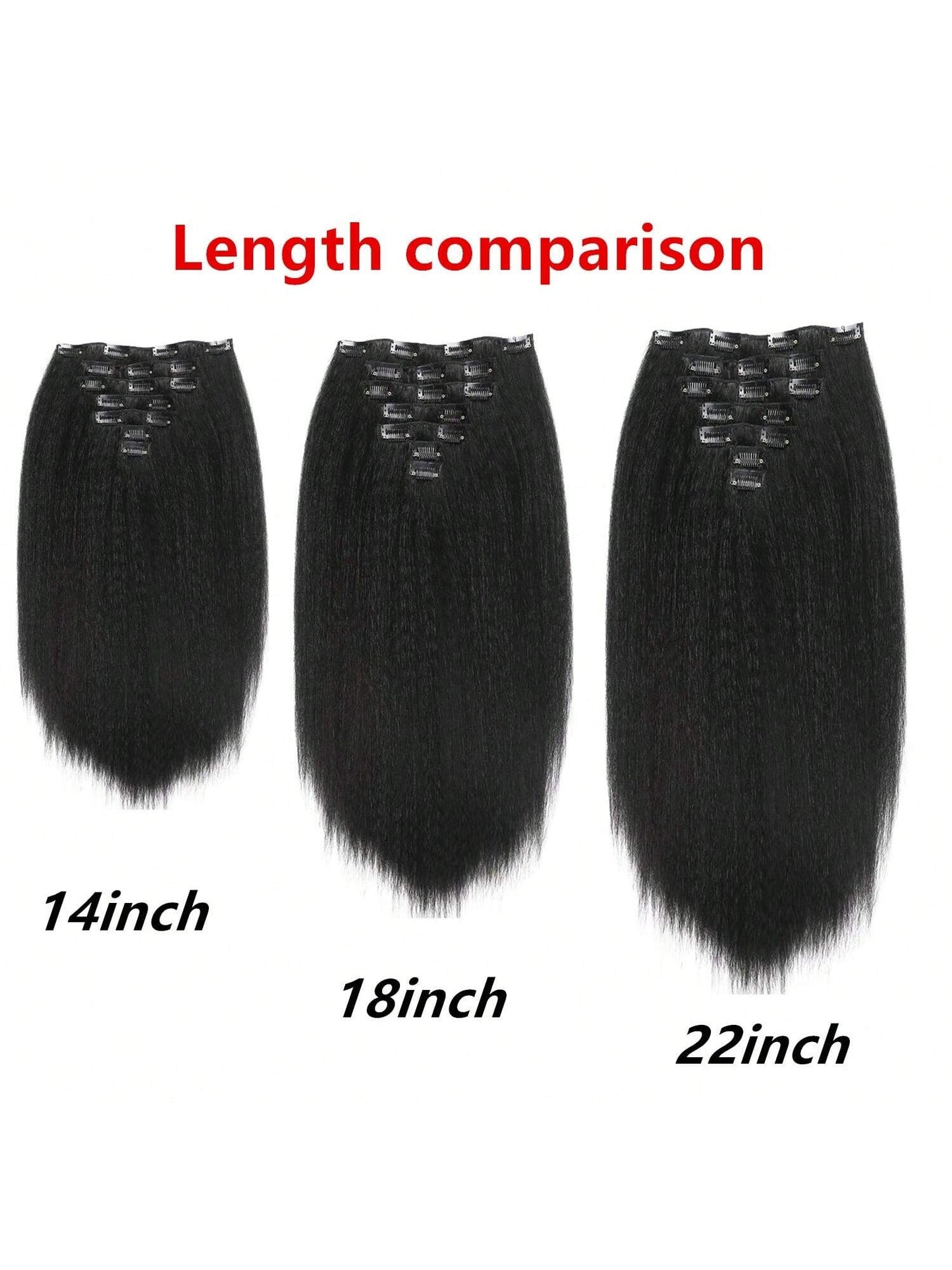 7 Pieces Kinky Straight Clip in Hair Extensions Black Hair Extensions Clip Ins for Straight Clip in Hair Extensions