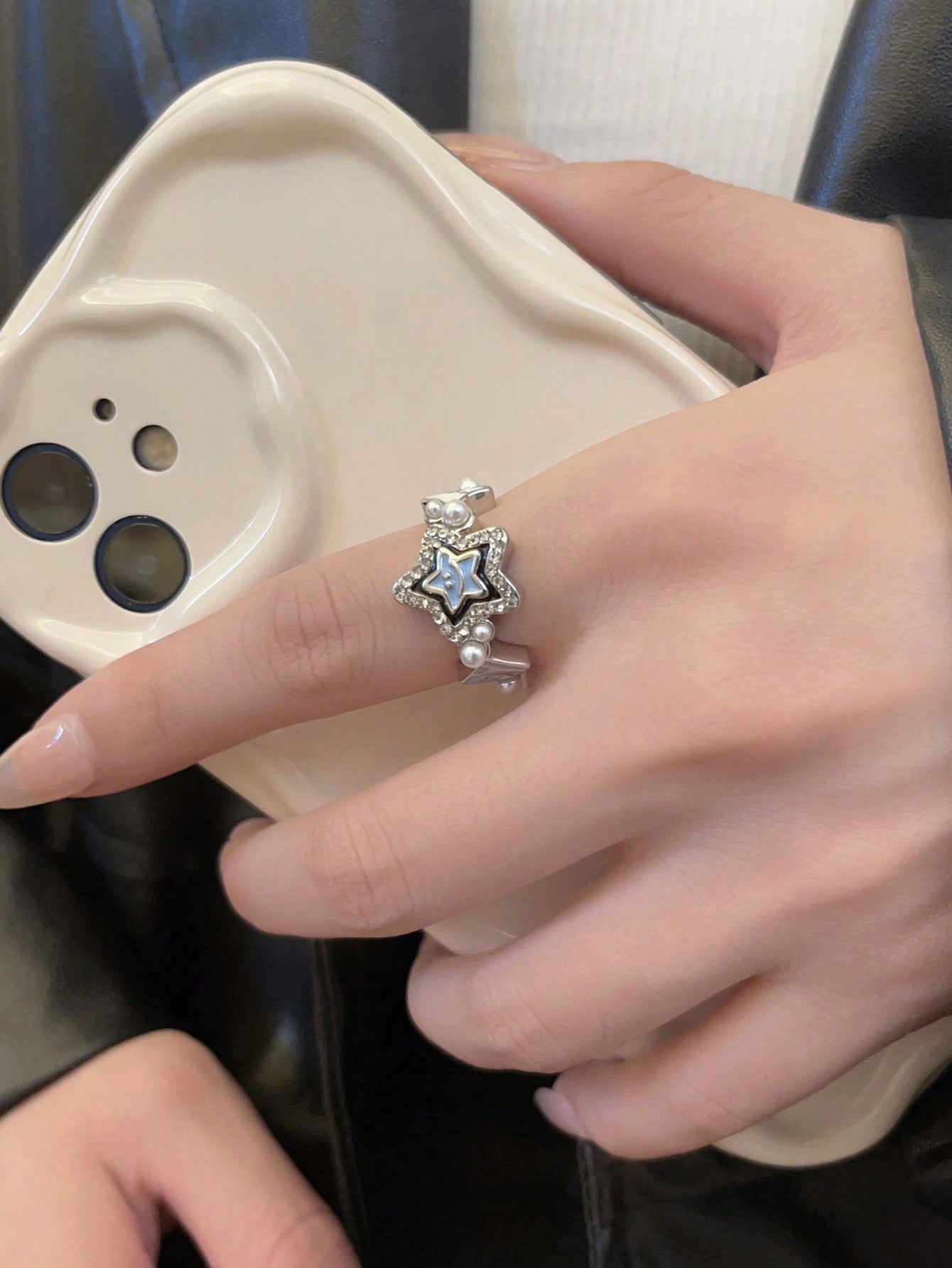 4Pcs/Set Vintage Geometric Star Design Open Ring, Suitable for Women'S Daily Outfits