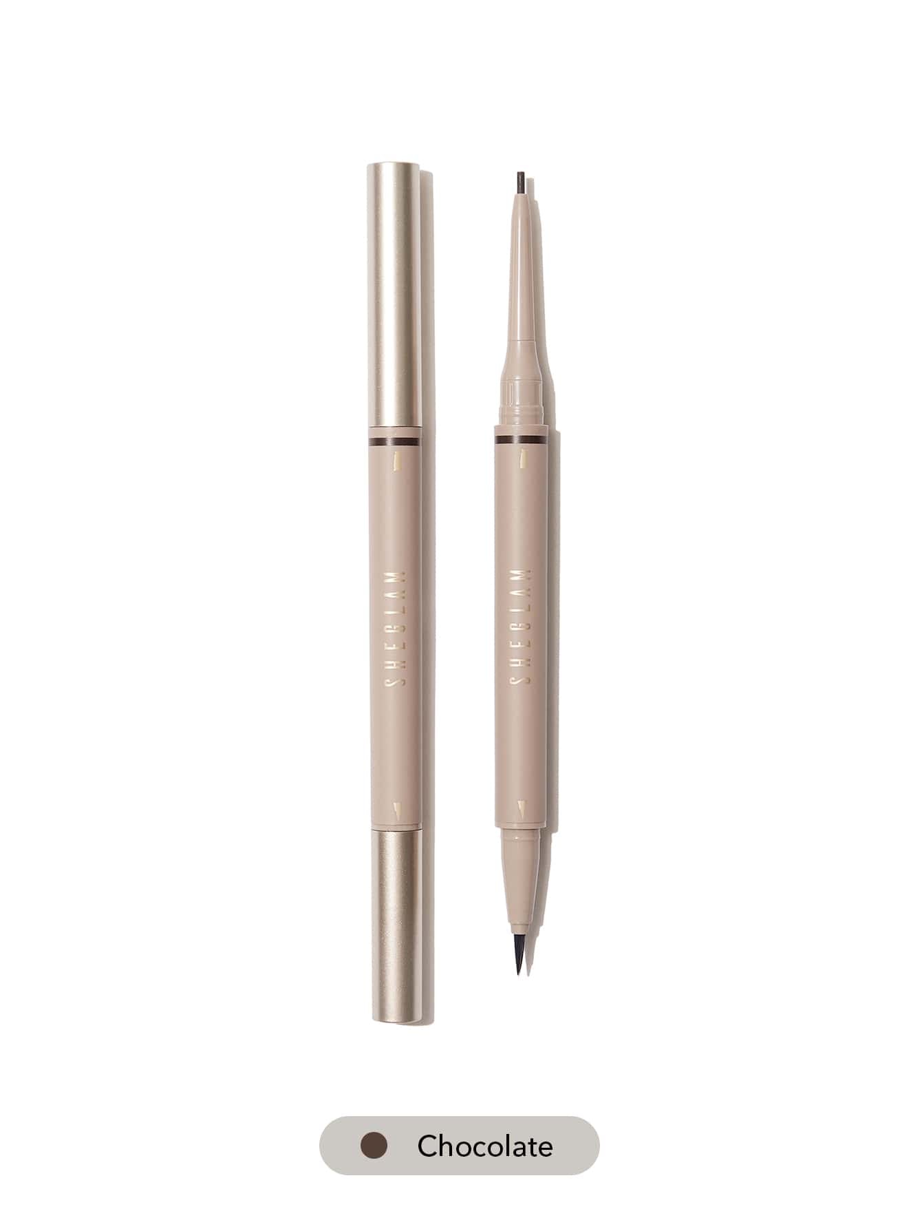 SHEGLAM Brows on Demand 2-In-1 Brow Pencil - Chocolate Waterproof Liquid Eyebrow Pen Sweat-Proof Anti-Oil Natural Brow Filling Outlining Eyebrow Cream Gel Makeup Black Friday Eyebrow