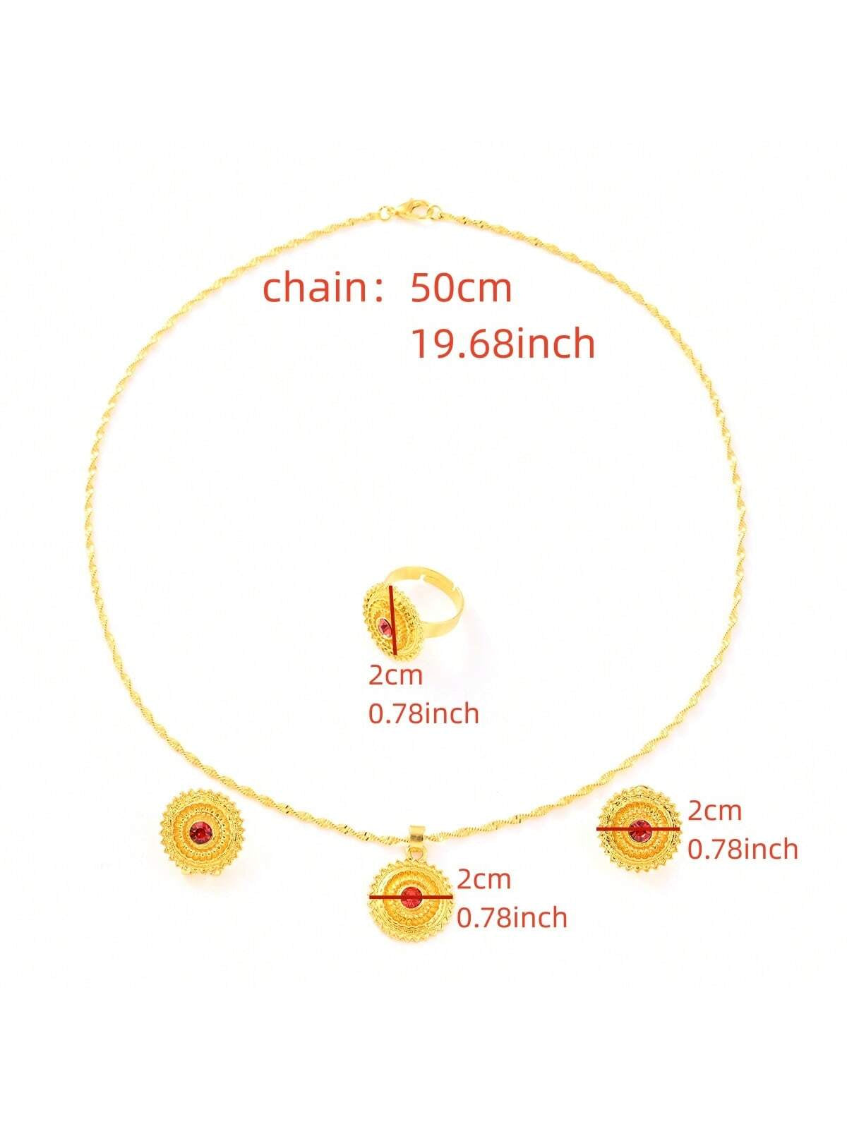 1Pc Gold-Color Traditional Jewelry Set for Women, Wedding Party Gift Set