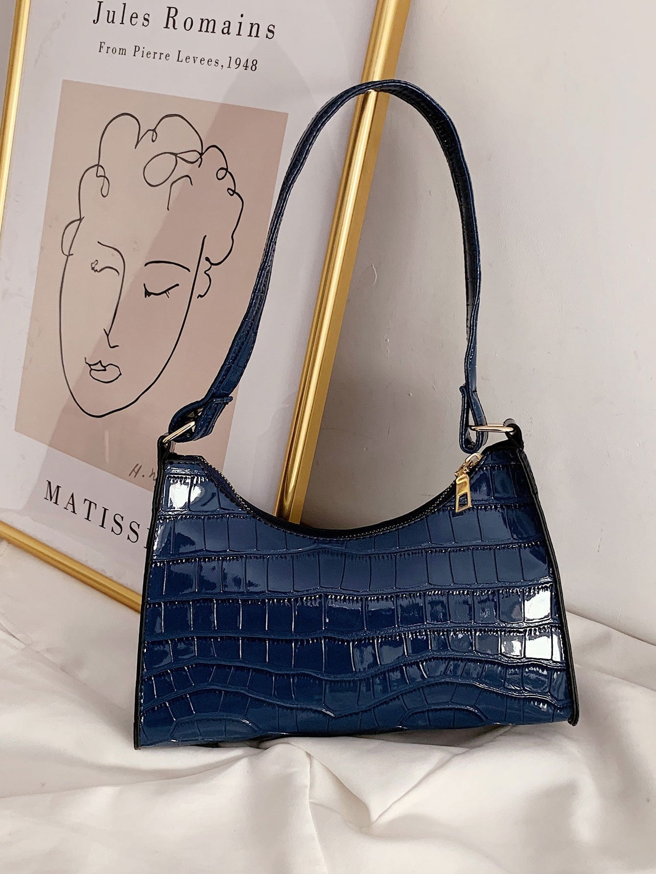 Croc Embossed Shoulder Bag