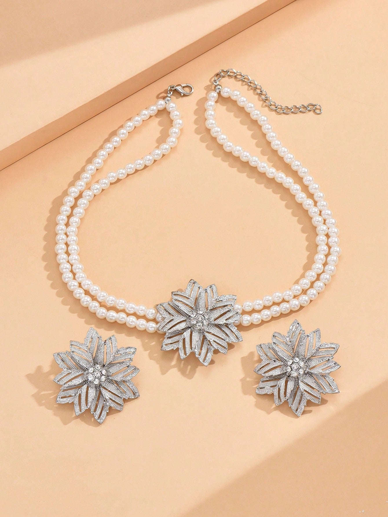 2Pcs Jewelry Set Including 1Pc Pearl Necklace & 1Pair Earrings, Vintage Style Elegant Necklace with Granny Green Stone Women'S Set(2-3Pcs/Set), Also Can Be Sold Separately