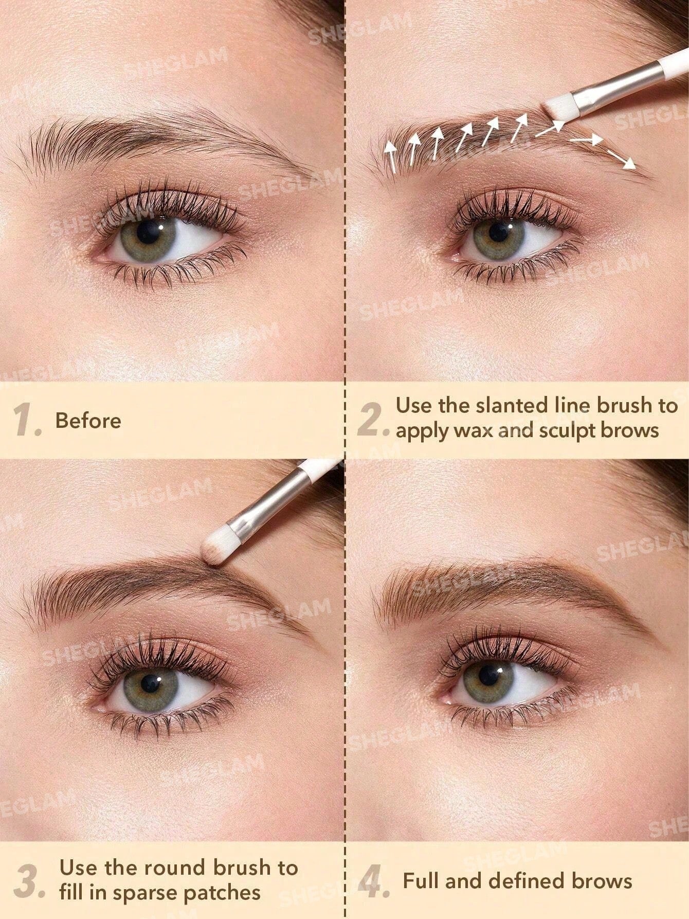 SHEGLAM Full-Filled Eyebrow Palette-102 Ash Brown 3-Color Matte Eyebrow Powder Eyebrow Wax Filling Defining Shaping Eyebrow Makeup with Small Brush Black Friday Party Eyebrow