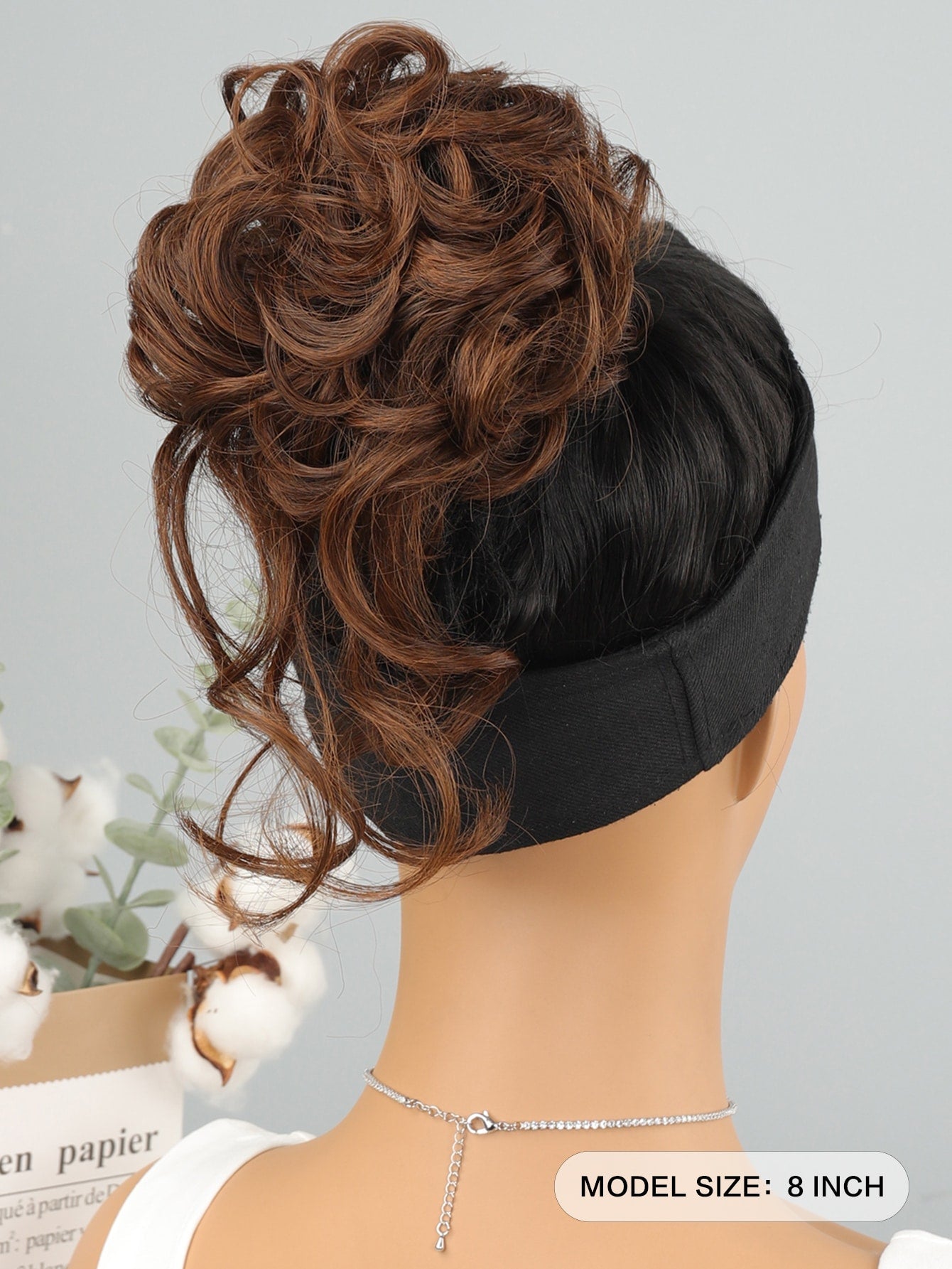 Synthetic Messy Curly Claw Hair Bun Chignon Hair Extensions Scrunchy Fake False Light Brown Hair with Tail for Women Hairpieces