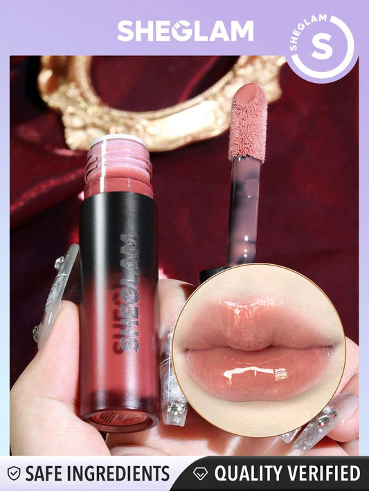 SHEGLAM Ember Rose Immortal Love Nourishing Lip Gloss-Amor Valentines Gift Nude Liquid Lipstick High Shine Finish Ultra Moisturizing Lip Glaze Luminous Shine Non-Sticky Li Makeup