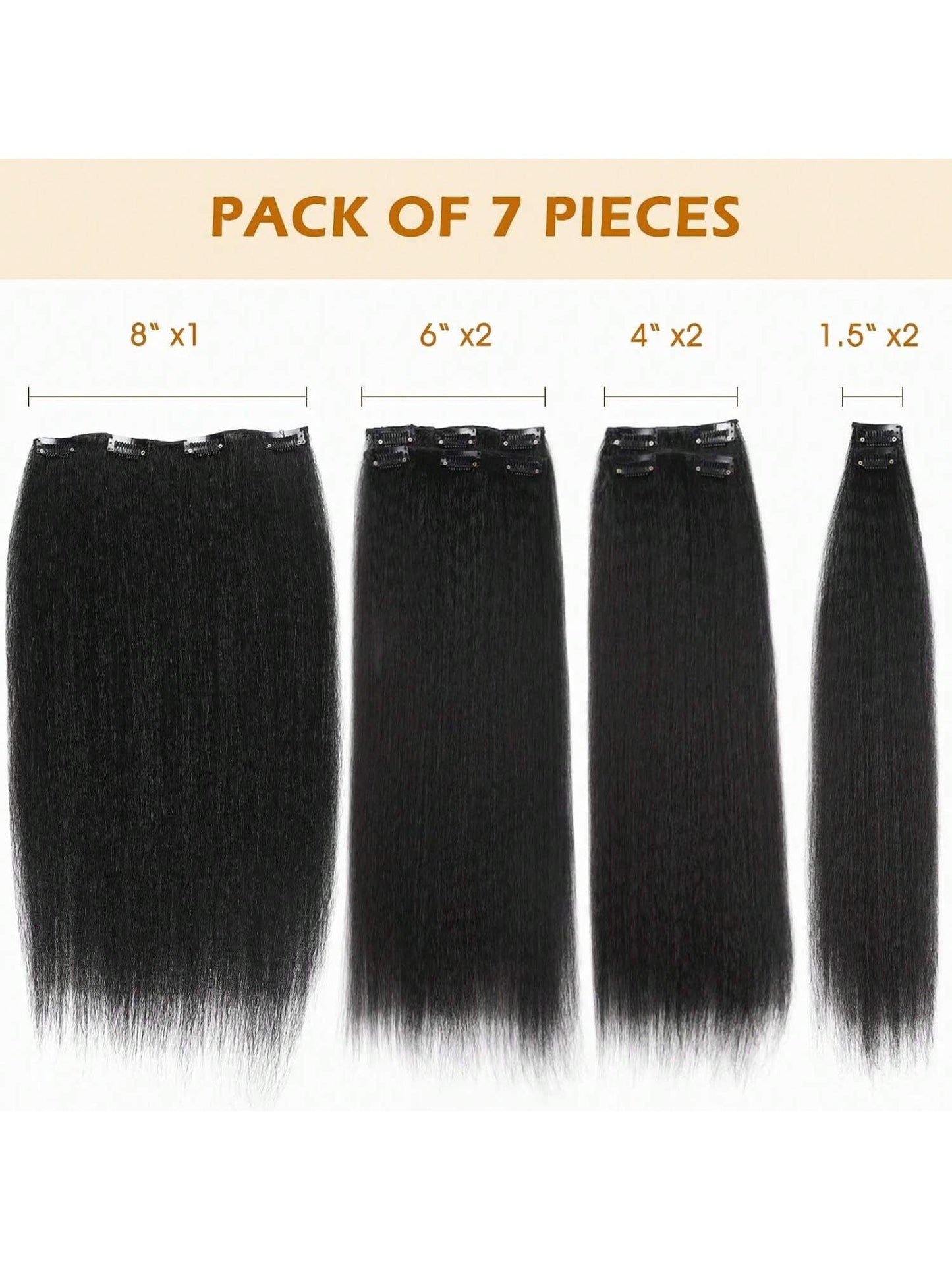 7 Pieces Kinky Straight Clip in Hair Extensions Black Hair Extensions Clip Ins for Straight Clip in Hair Extensions