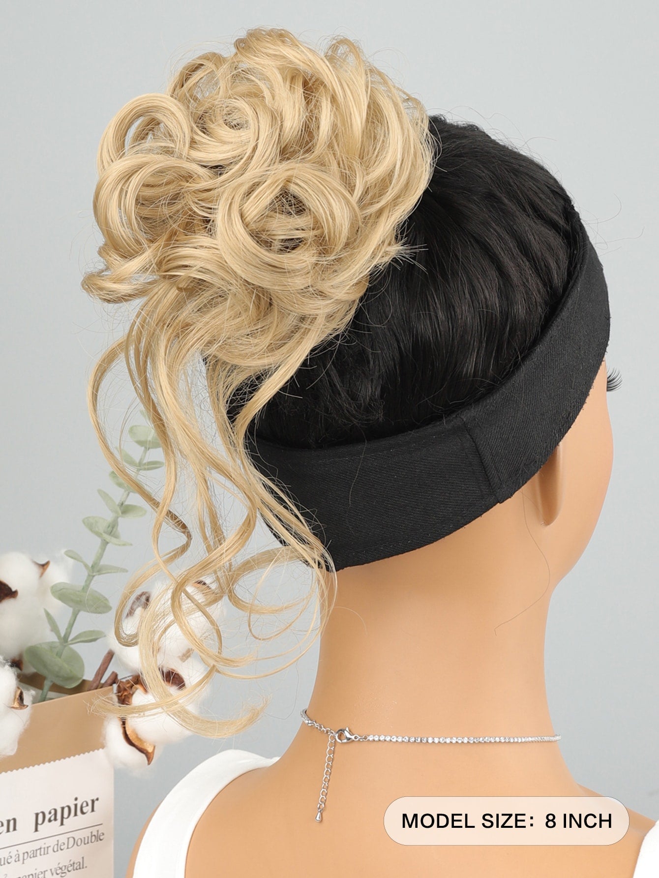 Synthetic Messy Curly Claw Hair Bun Chignon Hair Extensions Scrunchy Fake False Golden Yellow Hair with Tail for Women Hairpieces