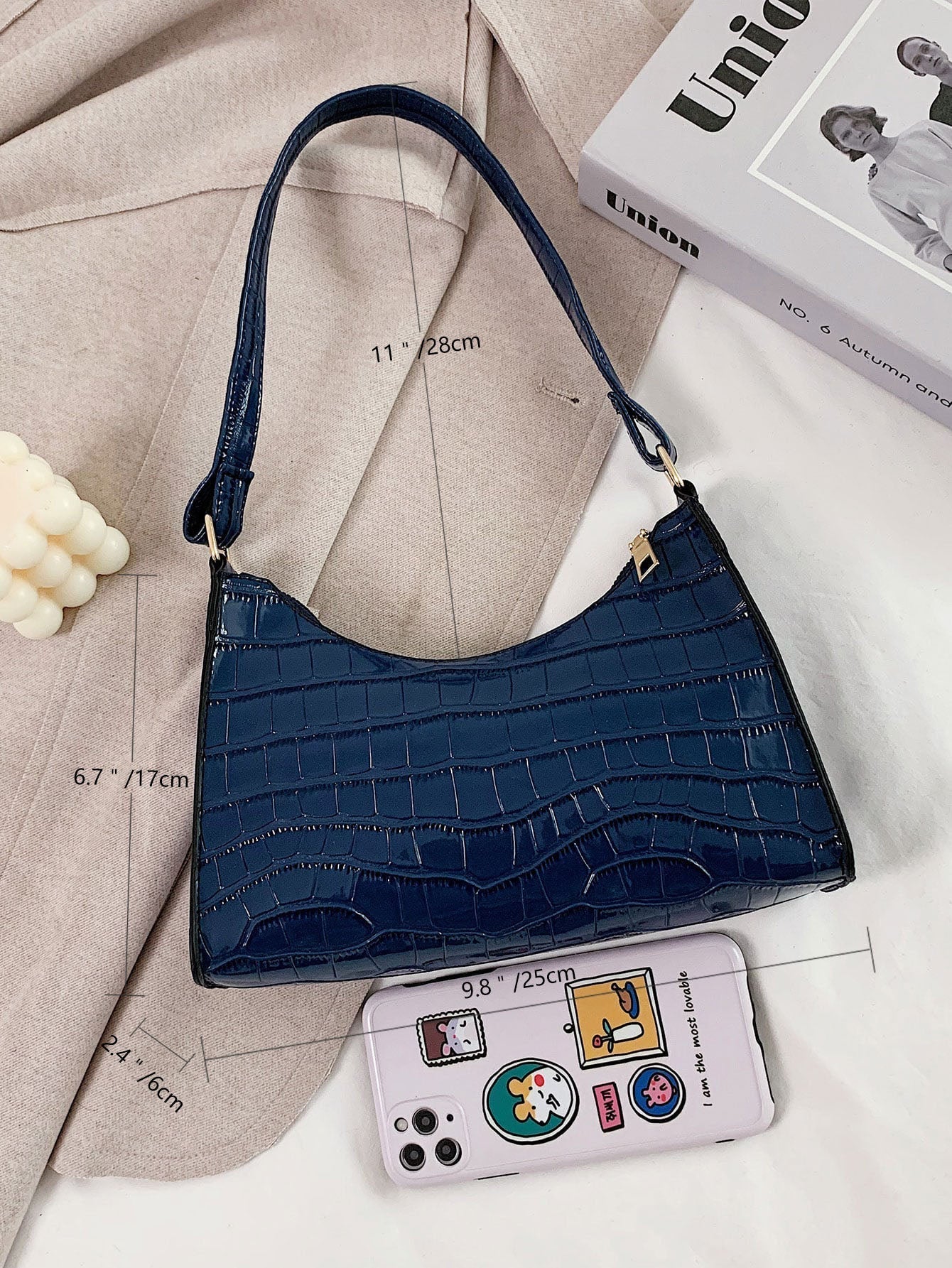 Croc Embossed Shoulder Bag