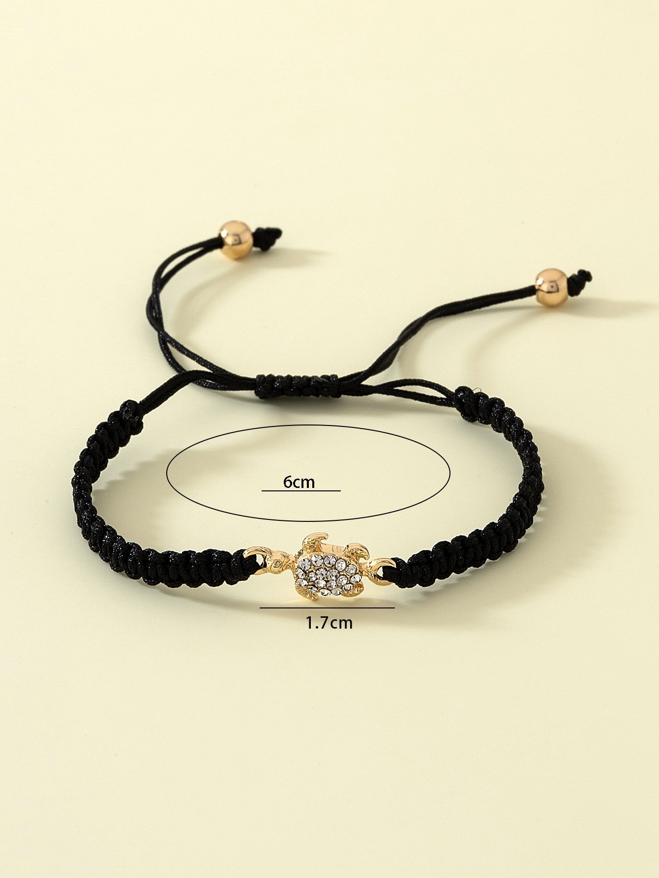 1Pc Couple'S Metallic Minimalist Sea Turtle Shaped Bracelet with Gemstone Decor Braided Bracelet