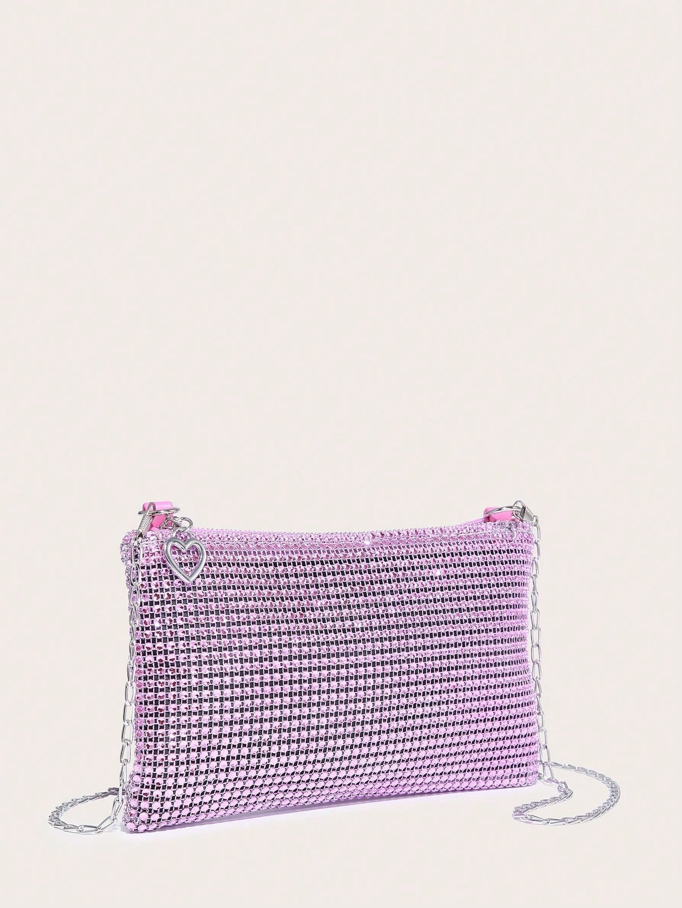 1 Simple Sequin Imitation Diamond Crossbody Square Bag Suitable for Date Dinner
