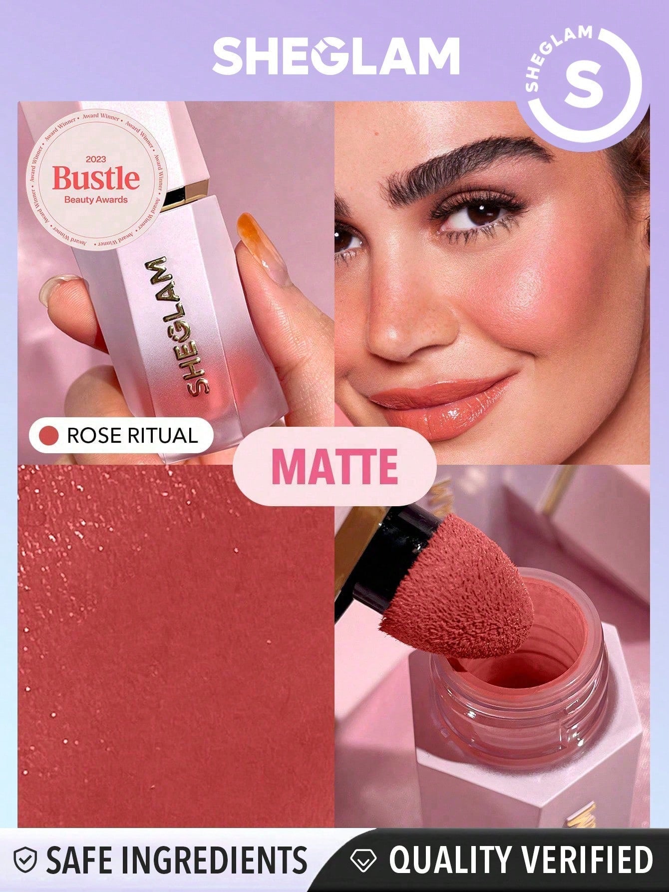 SHEGLAM Color Bloom Liquid Blush Matte Finish-Rose Ritual Gel Cream Blush Long Lasting Non-Fading Highly Pigmented Lightweight Long Wear Smooth Blusher Black Friday Winter Pink Brown Gifts Blush