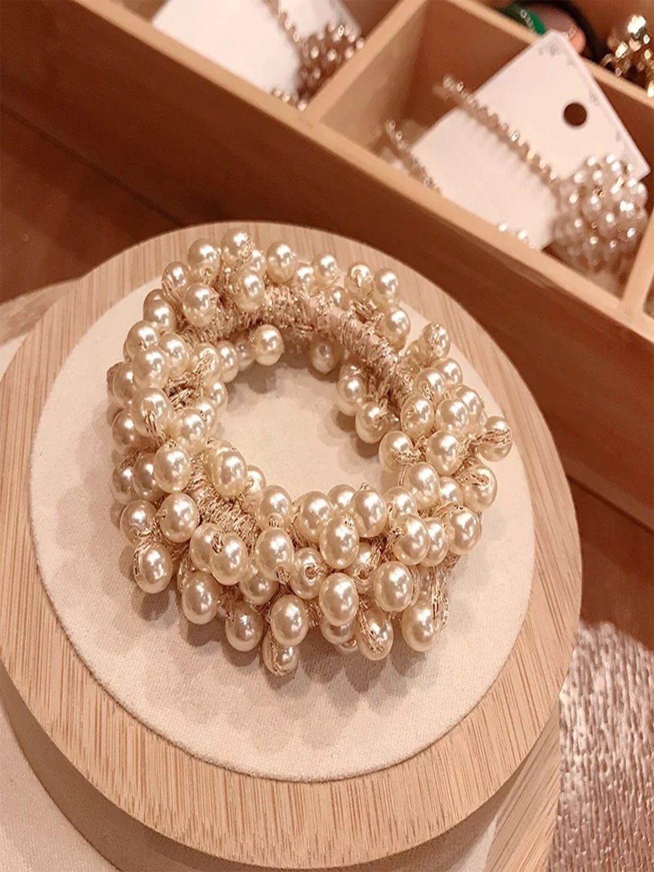 3Pcs Simple Beaded Hair Ties and Pearl Hairbands for Daily Use