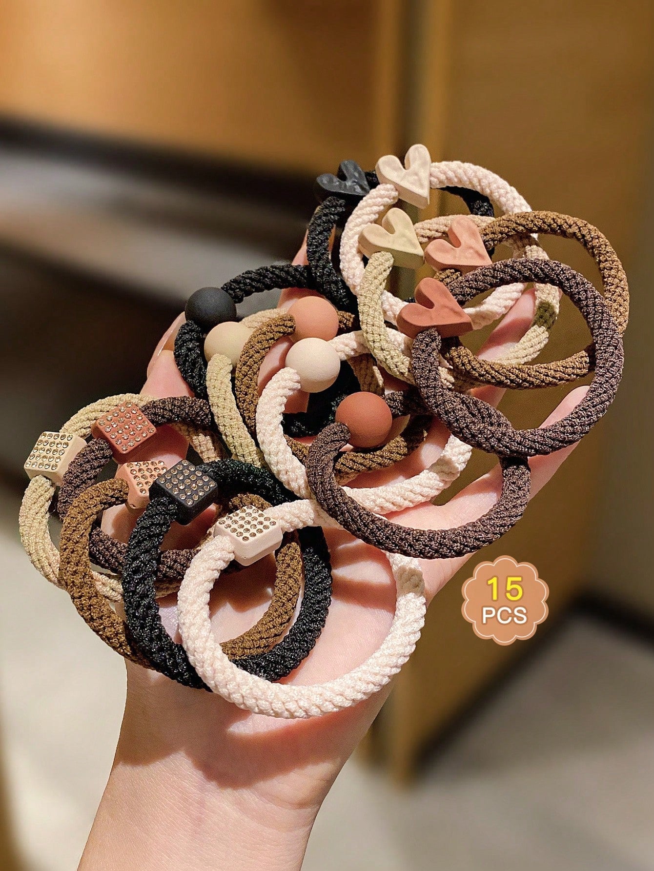 15Pcs Kids' Simple Colorful Elastic Hair Ties without Damaging the Hair