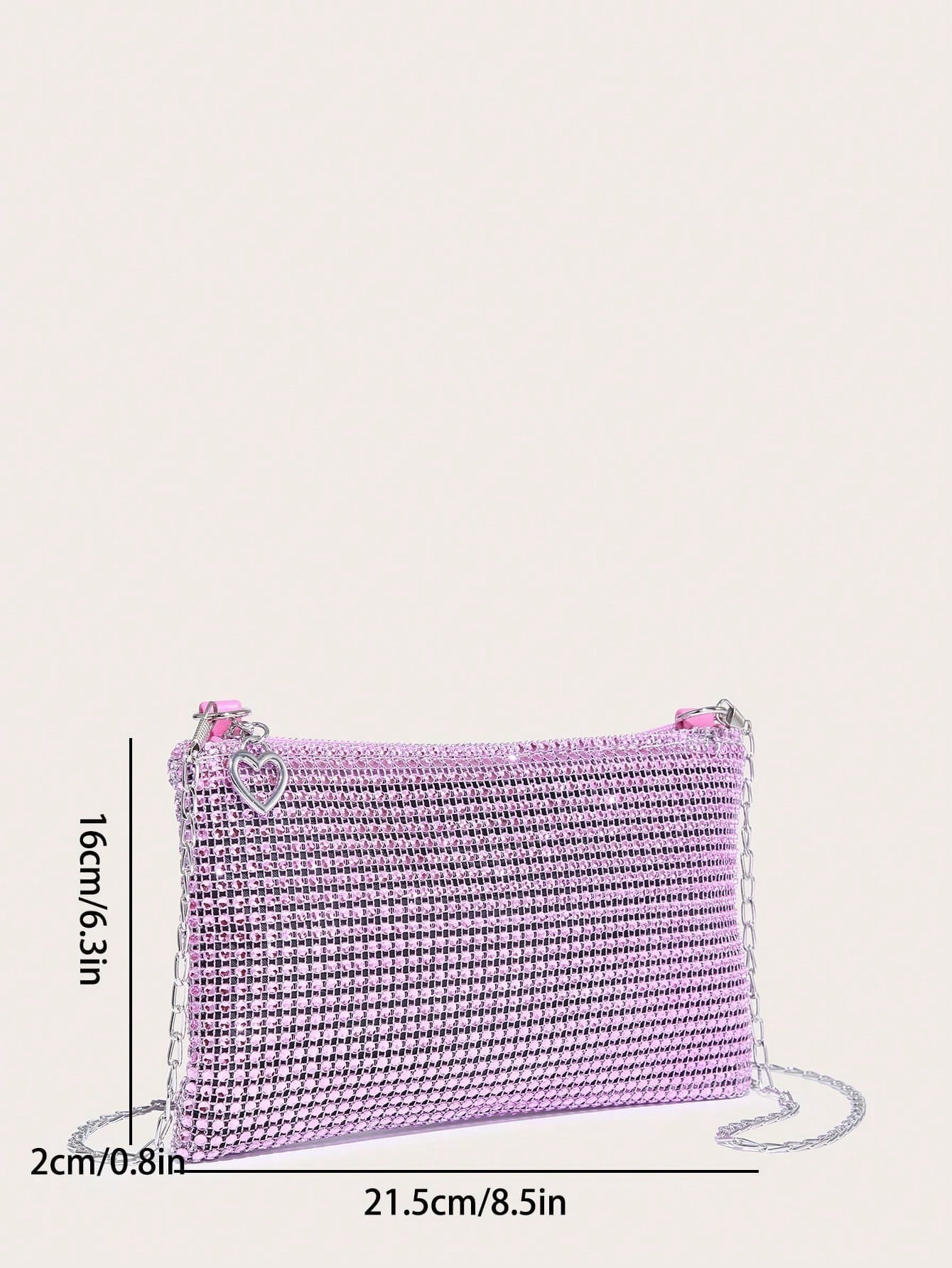 1 Simple Sequin Imitation Diamond Crossbody Square Bag Suitable for Date Dinner