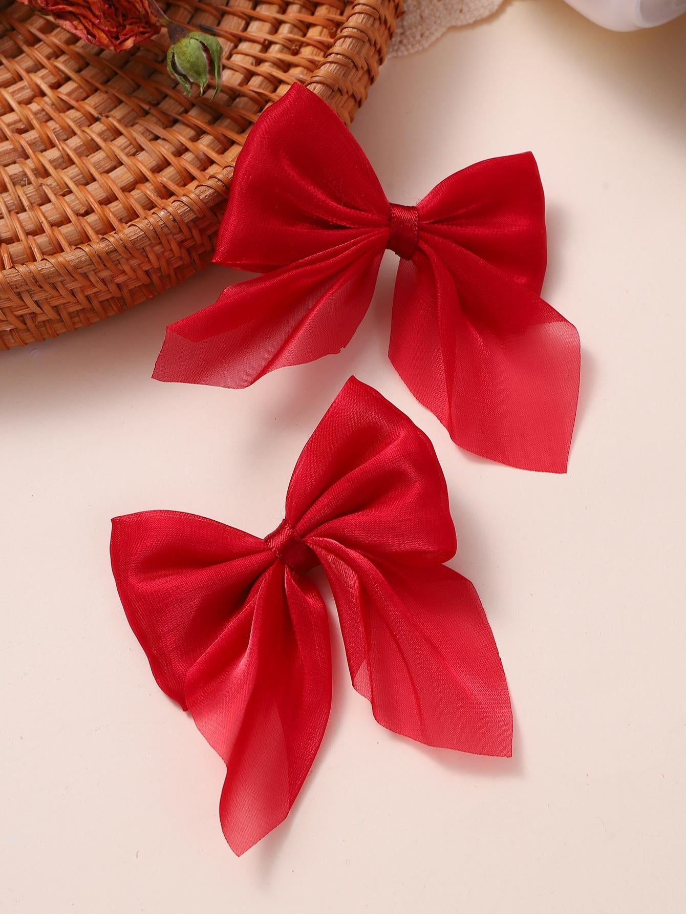 2Pcs Girls Bow Decor Cute Alligator Hair Clip for Hair Decoration