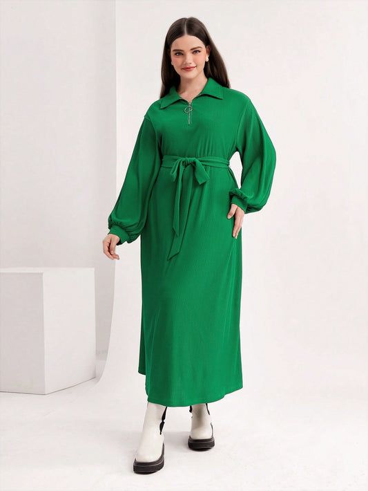 SHEIN Mulvari plus Drop Shoulder Belted Dress