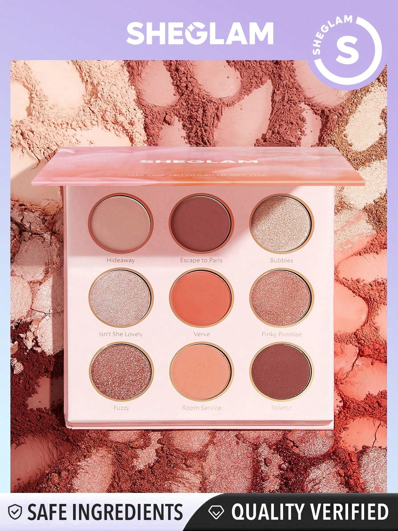 SHEGLAM Rose Code Palette 9-Clolor Shimmer Metallic Matte Eyeshadow Palette Shine Rose Sequins Ultra Pigmented Soft Blendable Y2K Styling Eyeshadow Black Friday Winter Gifts Eyeshadow
