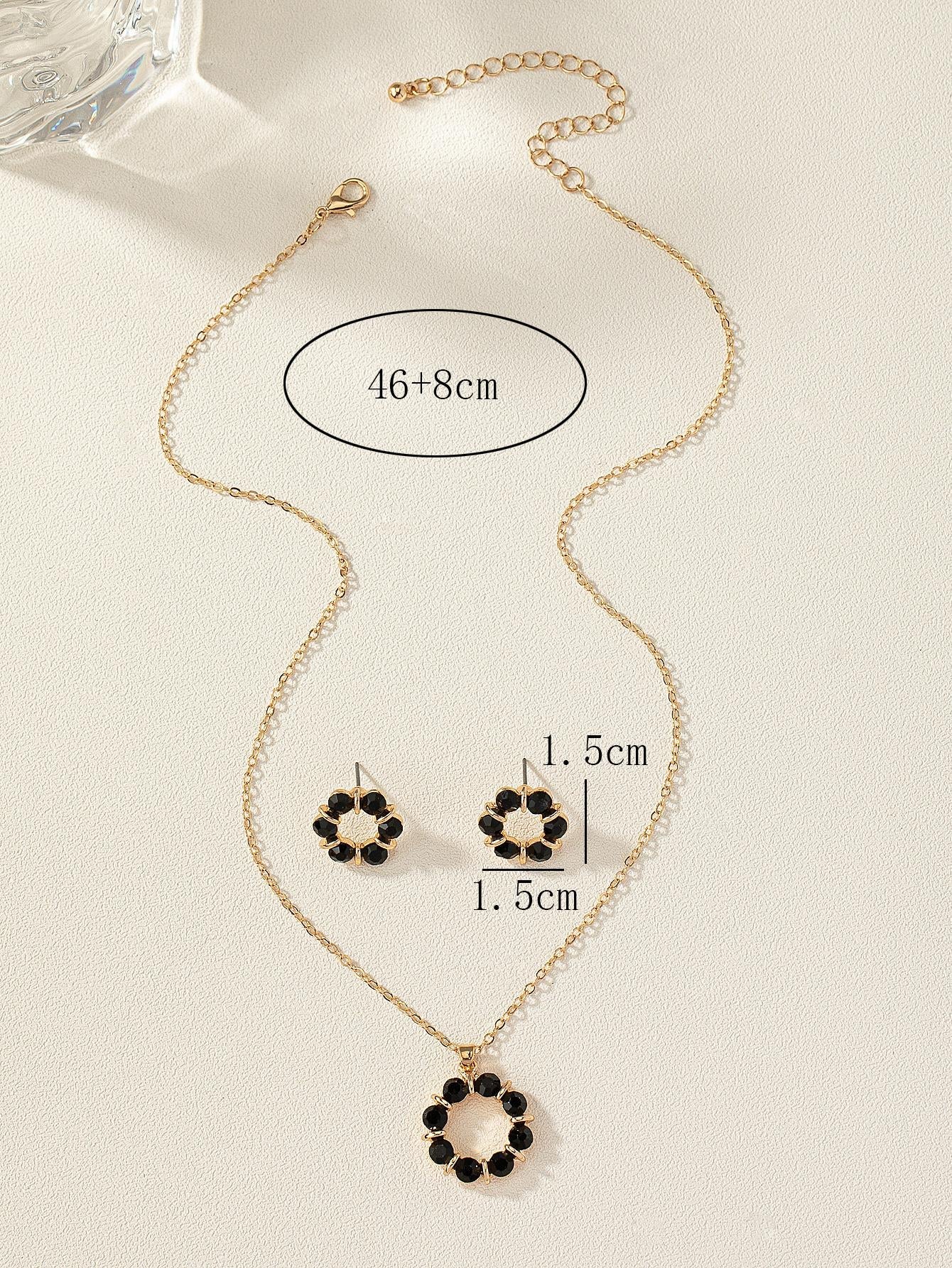 3Pcs Rhinestone Decor Jewelry Set