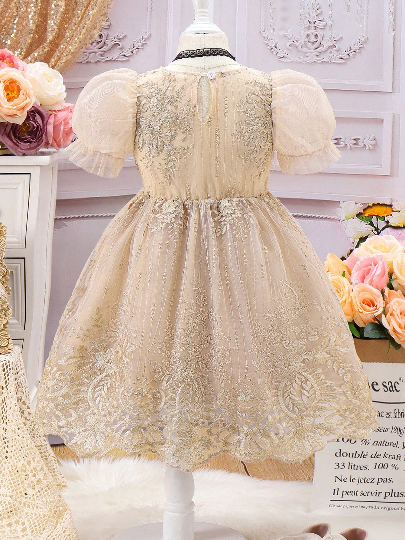 SHEIN Kids Nujoom Young Girl Gorgeous Romantic High-End Evening Dress for Wedding