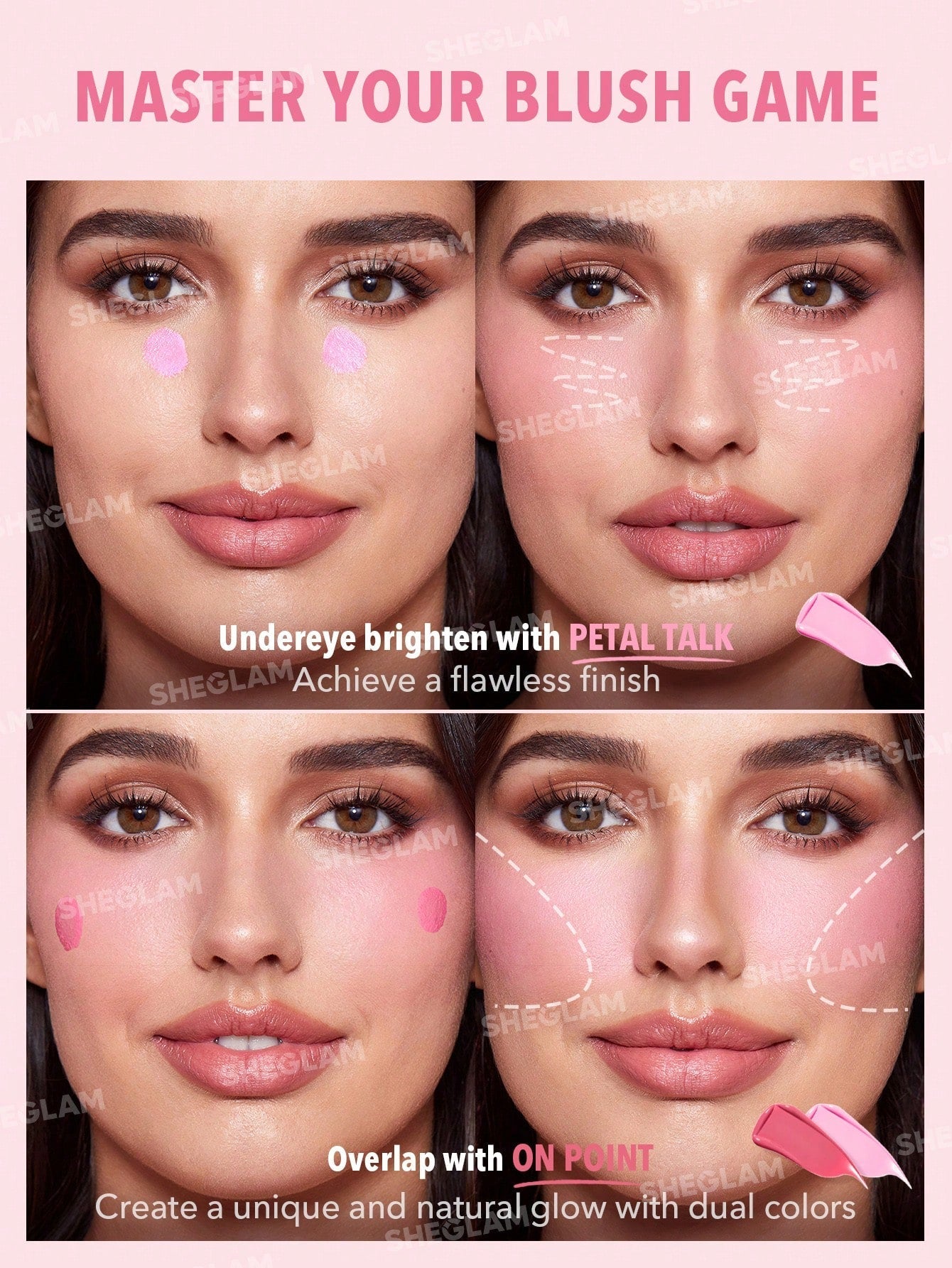 SHEGLAM Color Bloom Liquid Blush-On Point Liquid Blush Liquid Waterproof Long Lasting High Pigment Non-Fading Natural Lasting Glow Lightweight Face Makeup Black Friday Pink Blush