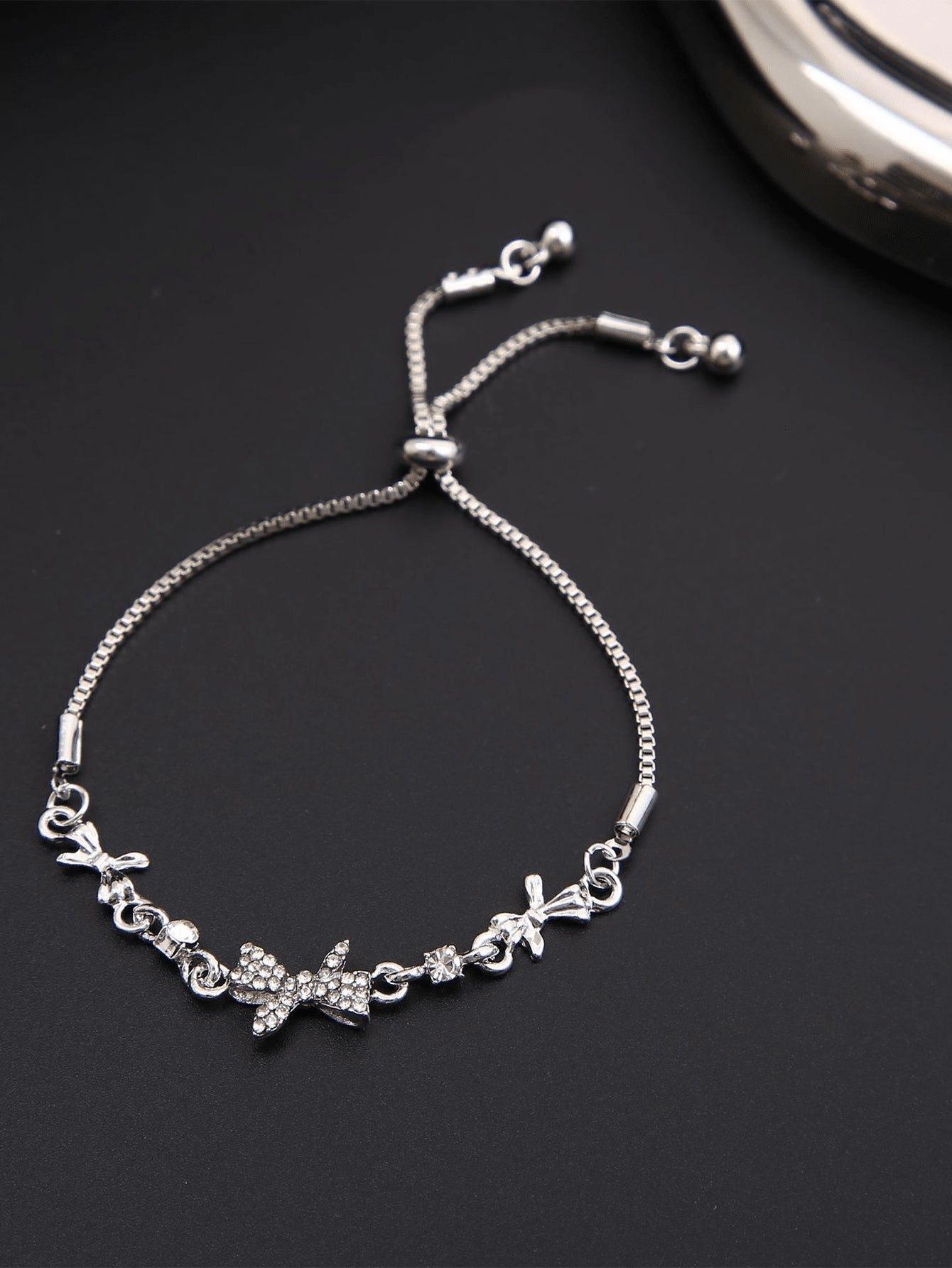1Pc Vintage Fashion Bow Knot Alloy Pull Cord Bracelet