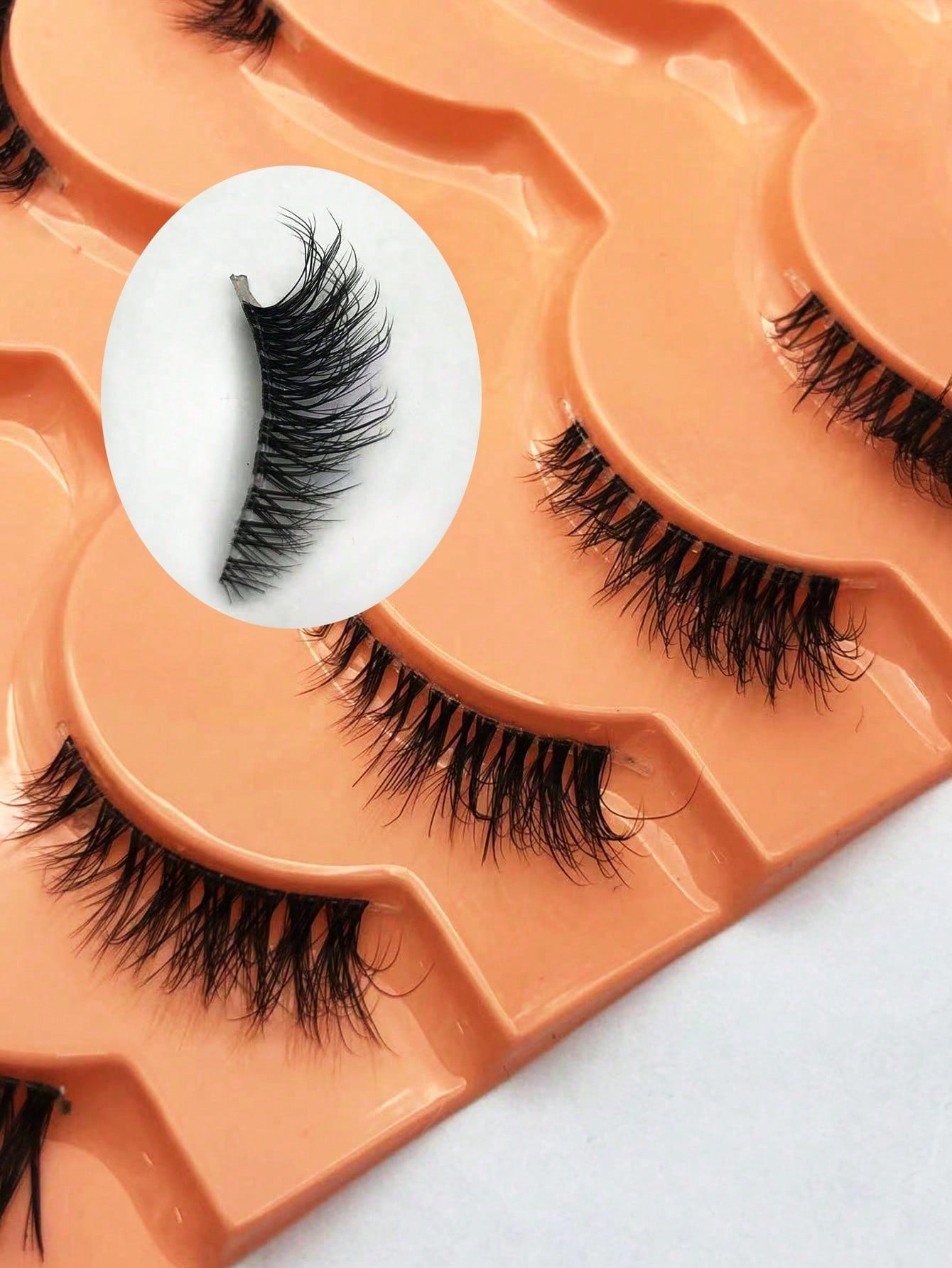 False Eyelashes,14 Pairs Clear Band Cat Eye Elongated D-Curved Half Eyelashes