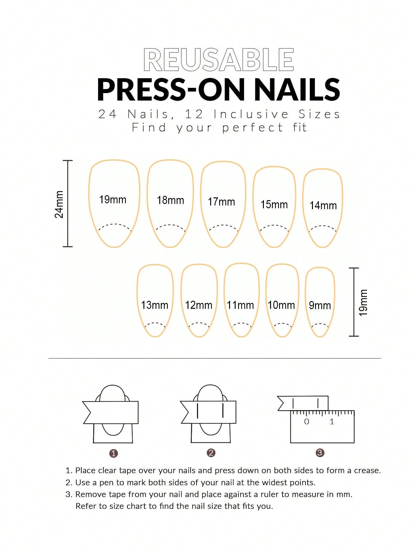 24Pcs/Set Gradient Milky White Almond-Shaped Nail Stickers with 1Pc Nail Buff and 1Pc Jelly Gel