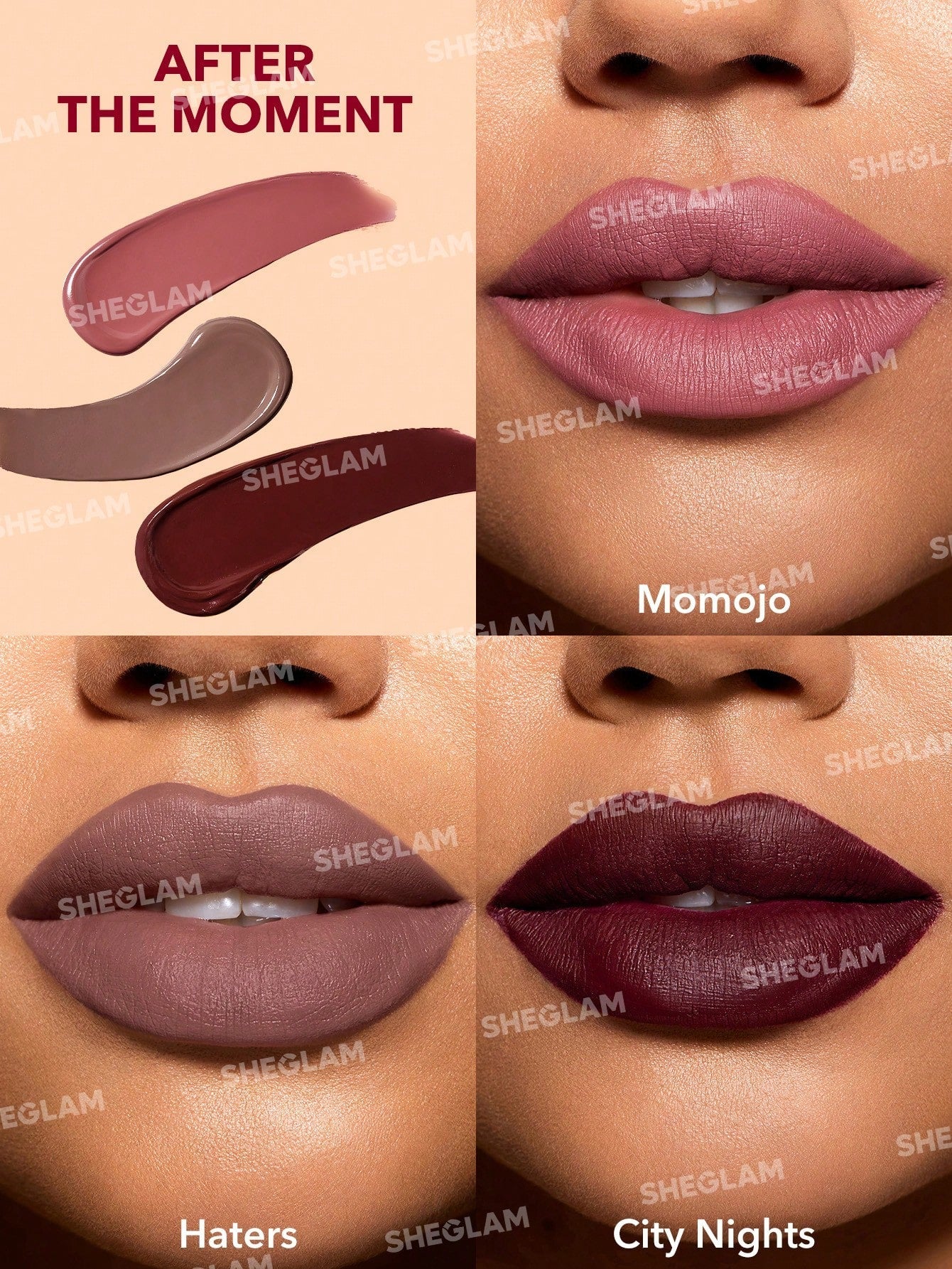 SHEGLAM Matte Allure Mini Liquid Lipstick Set - after the Moment 3 Pcs/Set Long Lasting Lipstick Nourishing Sunflower Oil Reduce Lip Fine Lines Liquid Lipstick Travel Set Black Friday Party Liquid Lipstick