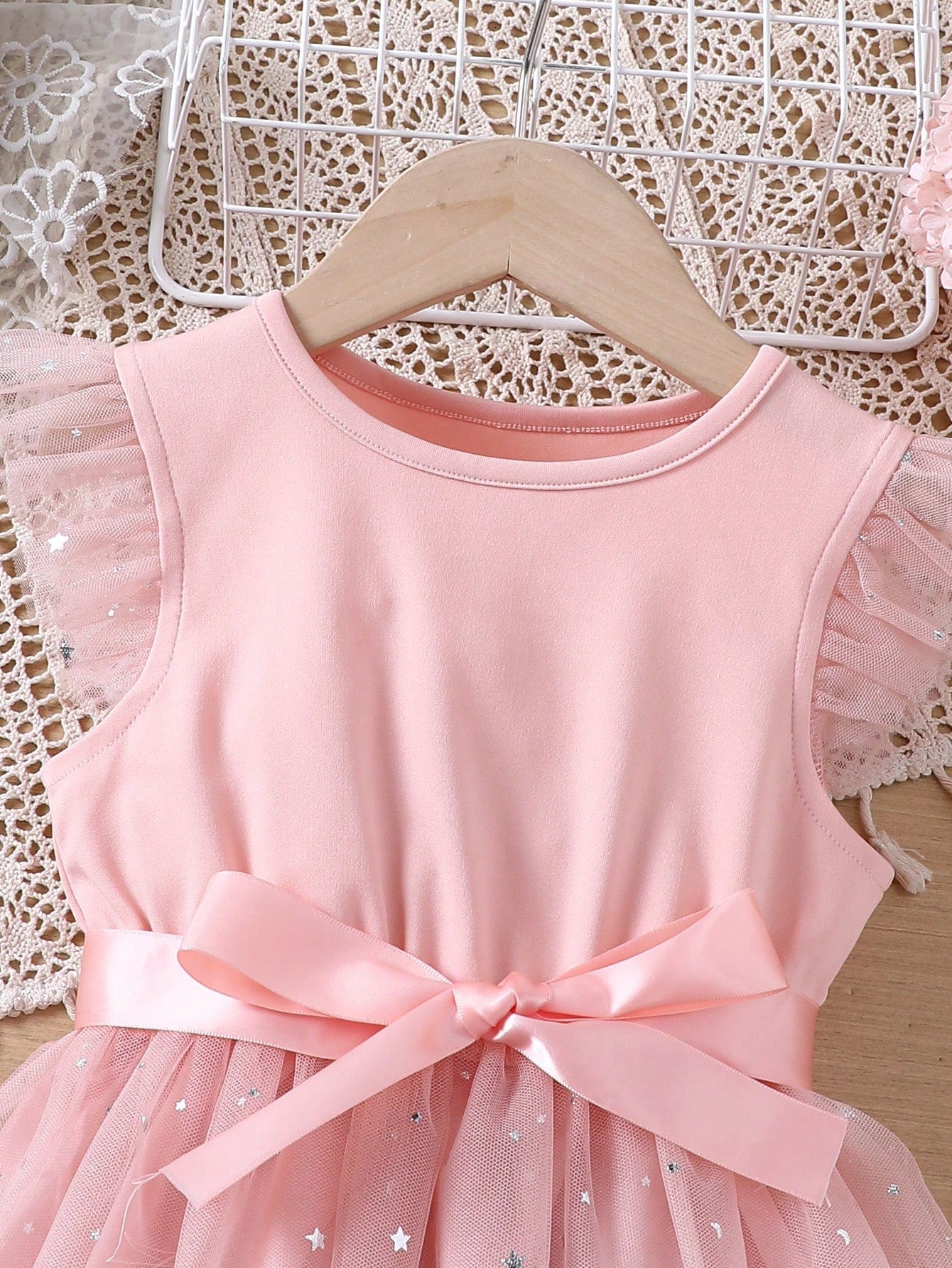 Toddler Girls' Mesh Flutter Sleeve Dress