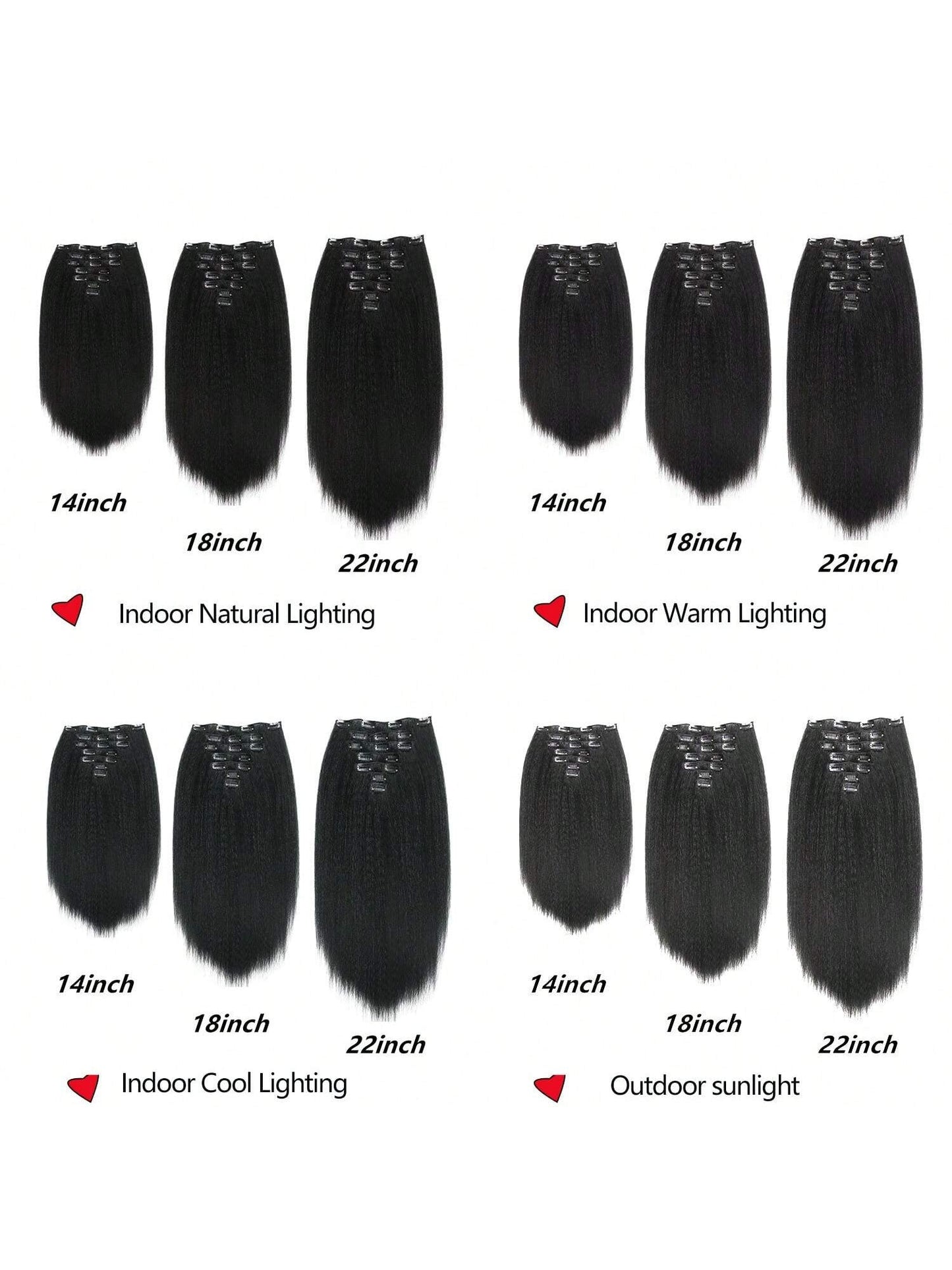 7 Pieces Kinky Straight Clip in Hair Extensions Black Hair Extensions Clip Ins for Straight Clip in Hair Extensions