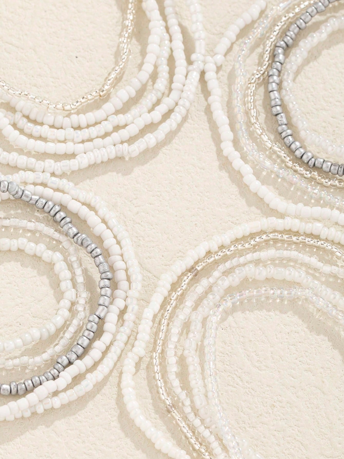 20Pcs Bohemian Style Glass Beads White Color Stacked Bracelets for Women